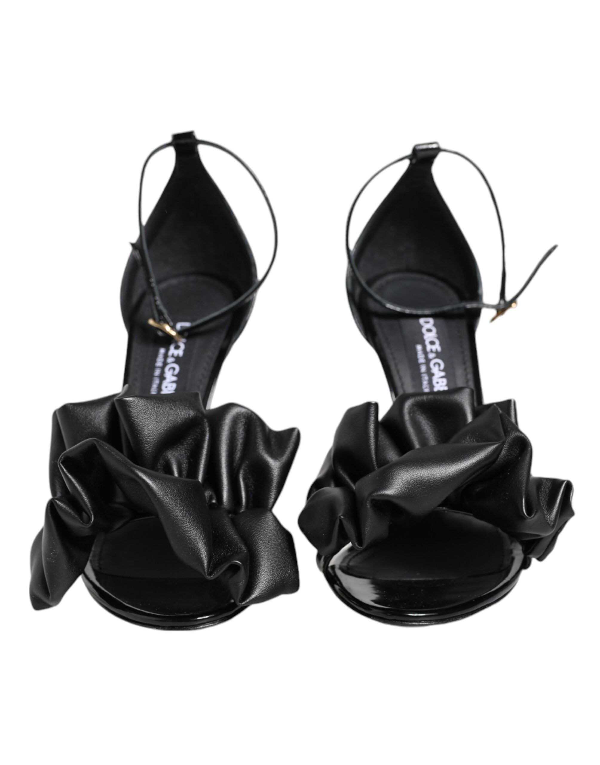 Dolce & Gabbana Black Leather Ankle Strap Heel Sandals Women's Shoes (Pre-Owned)