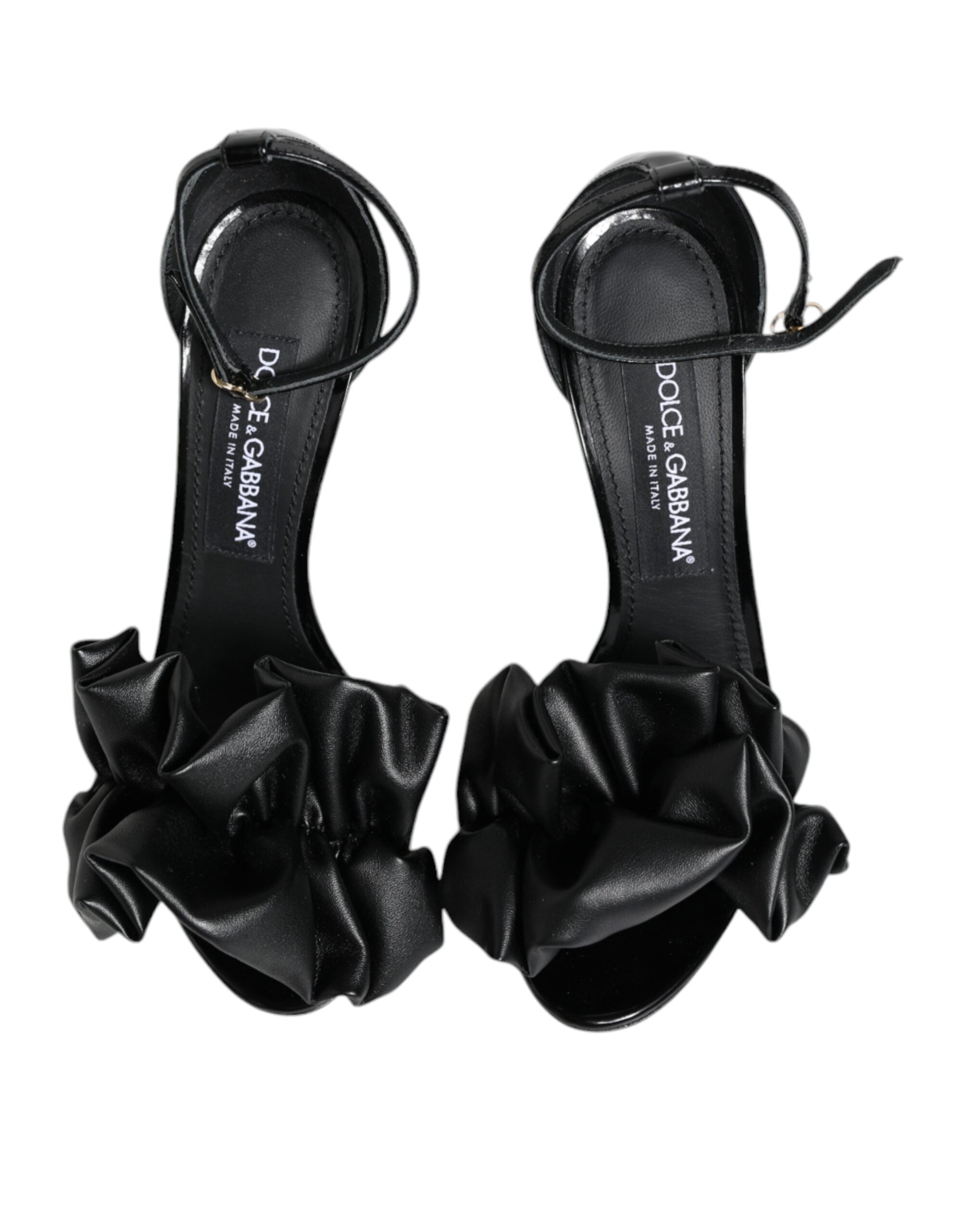 Dolce & Gabbana Black Leather Ankle Strap Heel Sandals Women's Shoes (Pre-Owned)