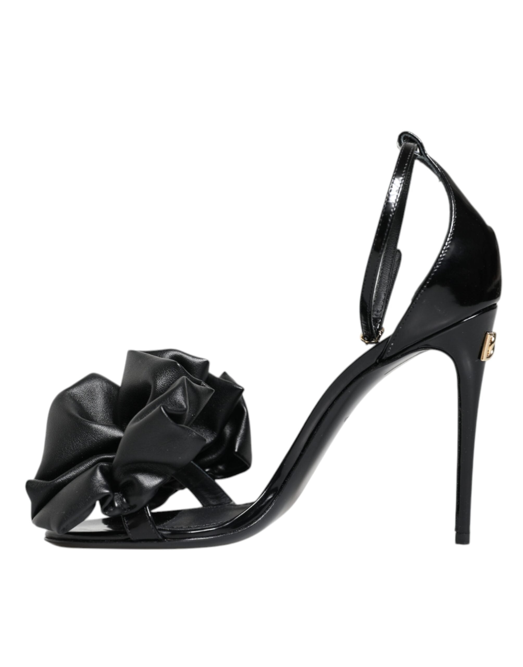 Dolce & Gabbana Black Leather Ankle Strap Heel Sandals Women's Shoes (Pre-Owned)