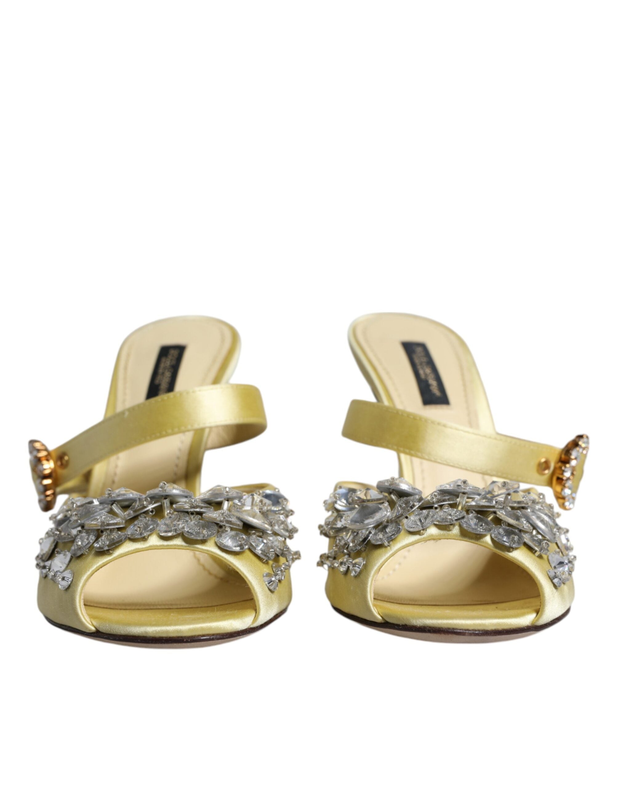 Dolce & Gabbana Yellow Crystal Slides Heels Sandals Women's Shoes (Pre-Owned)