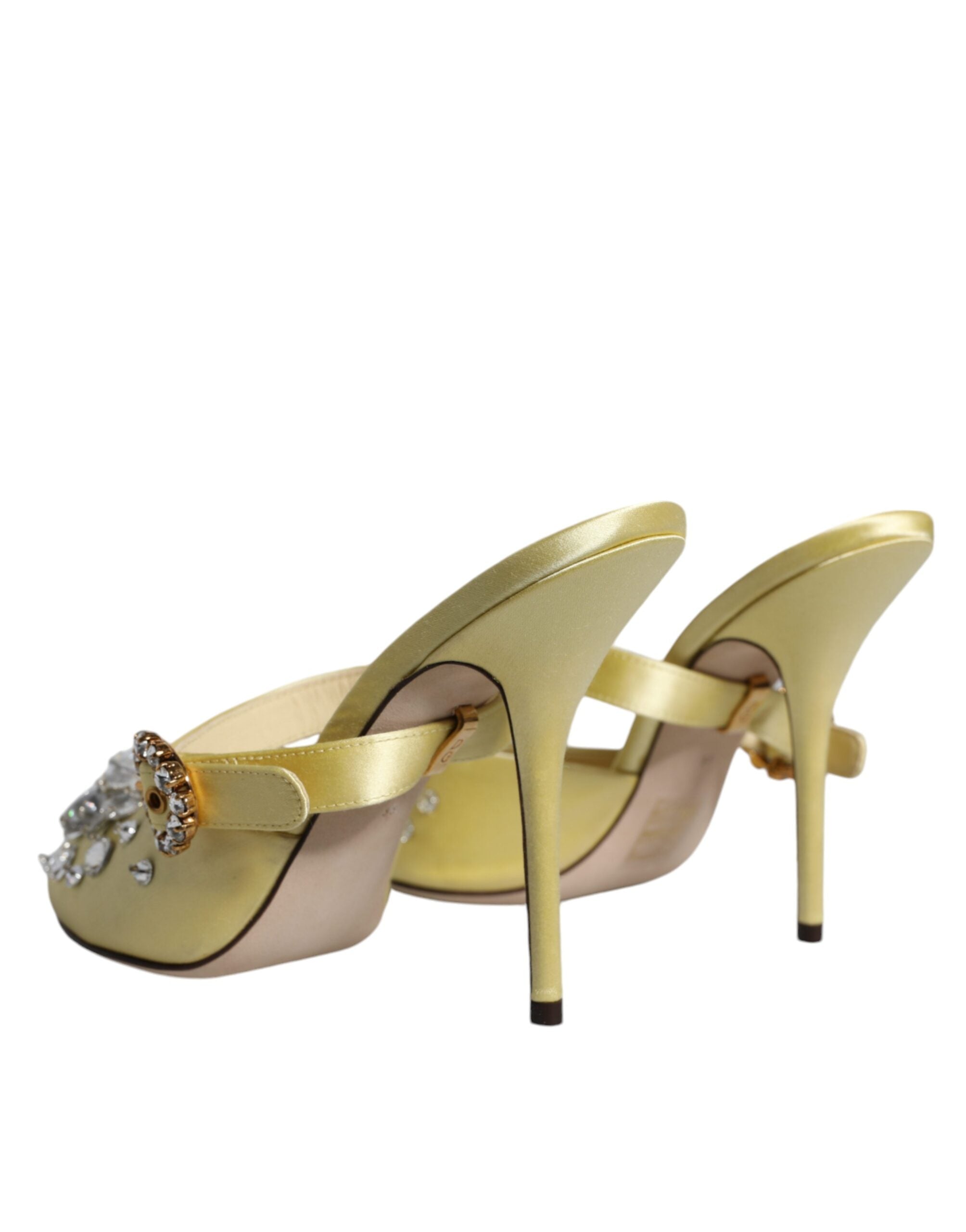 Dolce & Gabbana Yellow Crystal Slides Heels Sandals Women's Shoes (Pre-Owned)