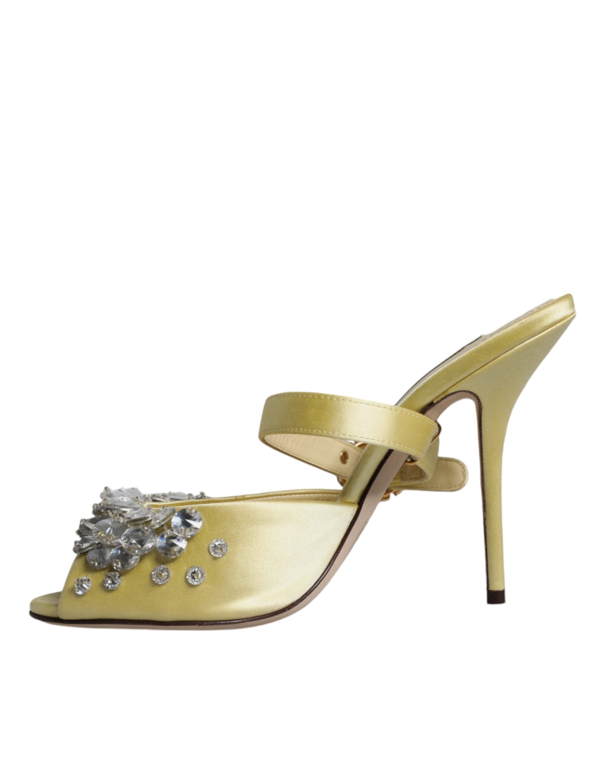Dolce & Gabbana Yellow Crystal Slides Heels Sandals Women's Shoes (Pre-Owned)
