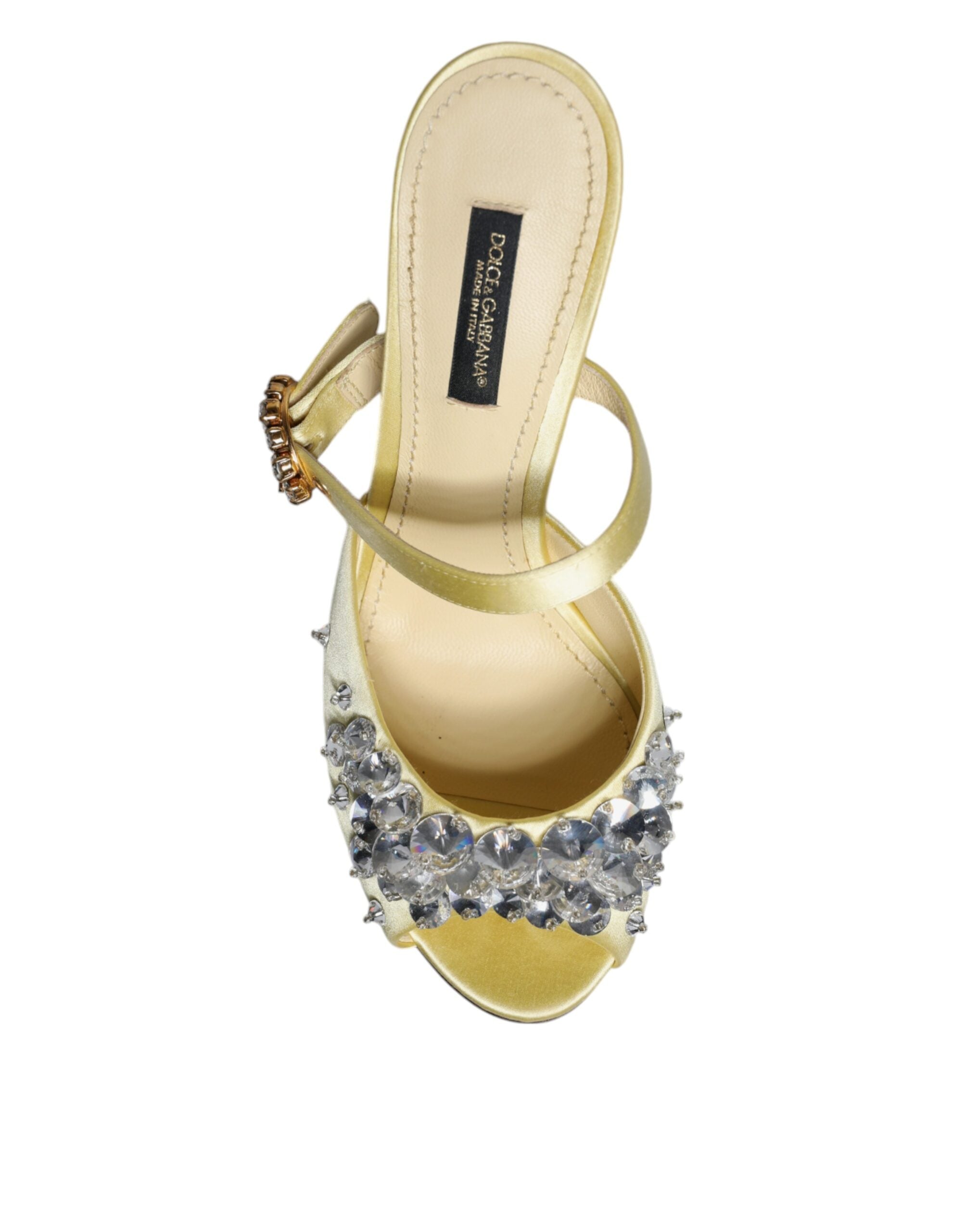 Dolce & Gabbana Yellow Crystal Slides Heels Sandals Women's Shoes (Pre-Owned)