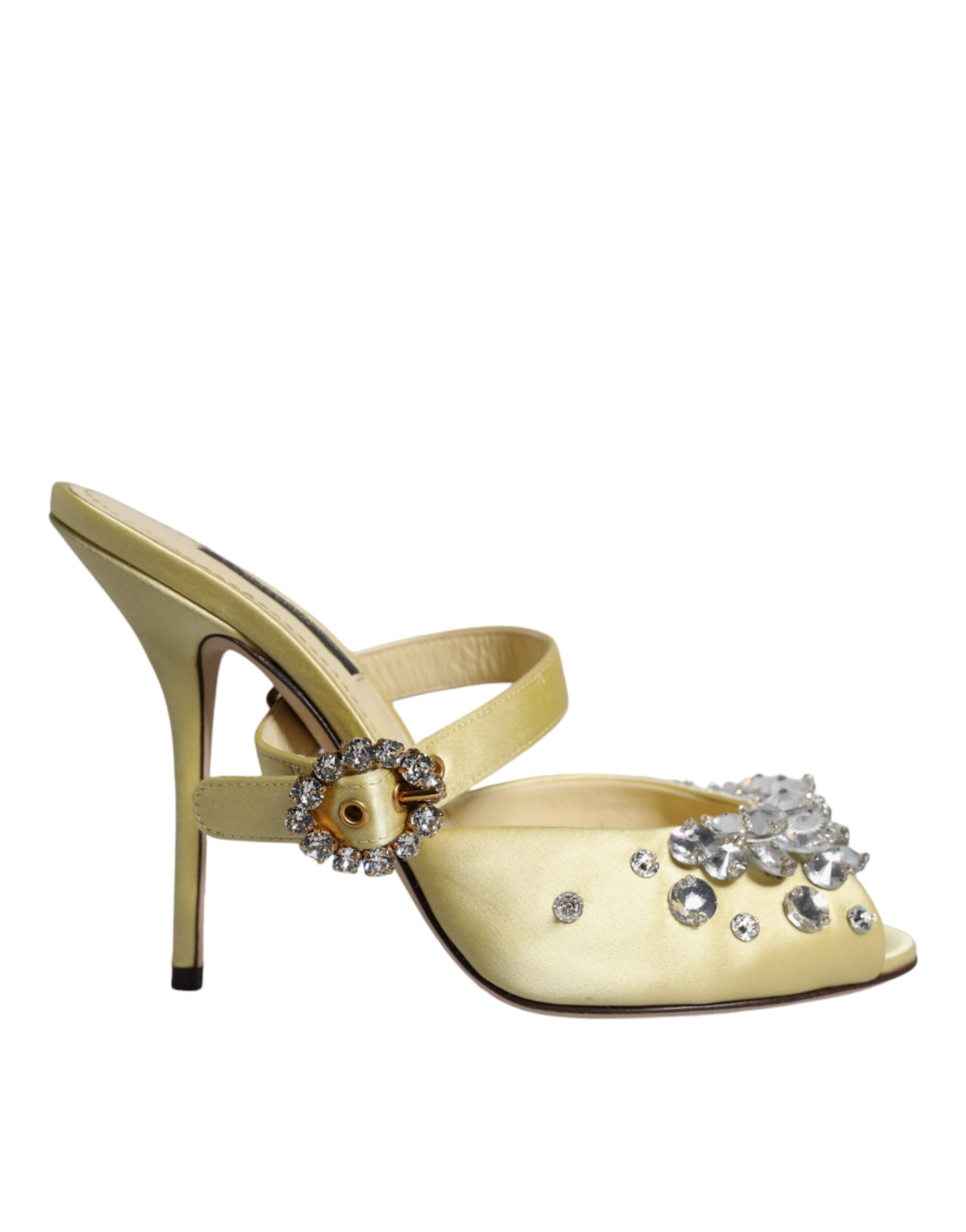Dolce & Gabbana Yellow Crystal Slides Heels Sandals Women's Shoes (Pre-Owned)