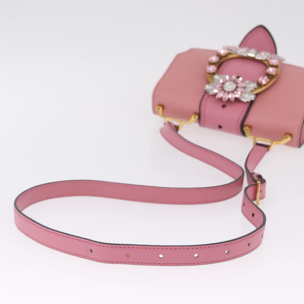 Miu Miu Madras Crystal Flap Leather Pink Leather Crossbody Bag Bag (Pre-Owned)