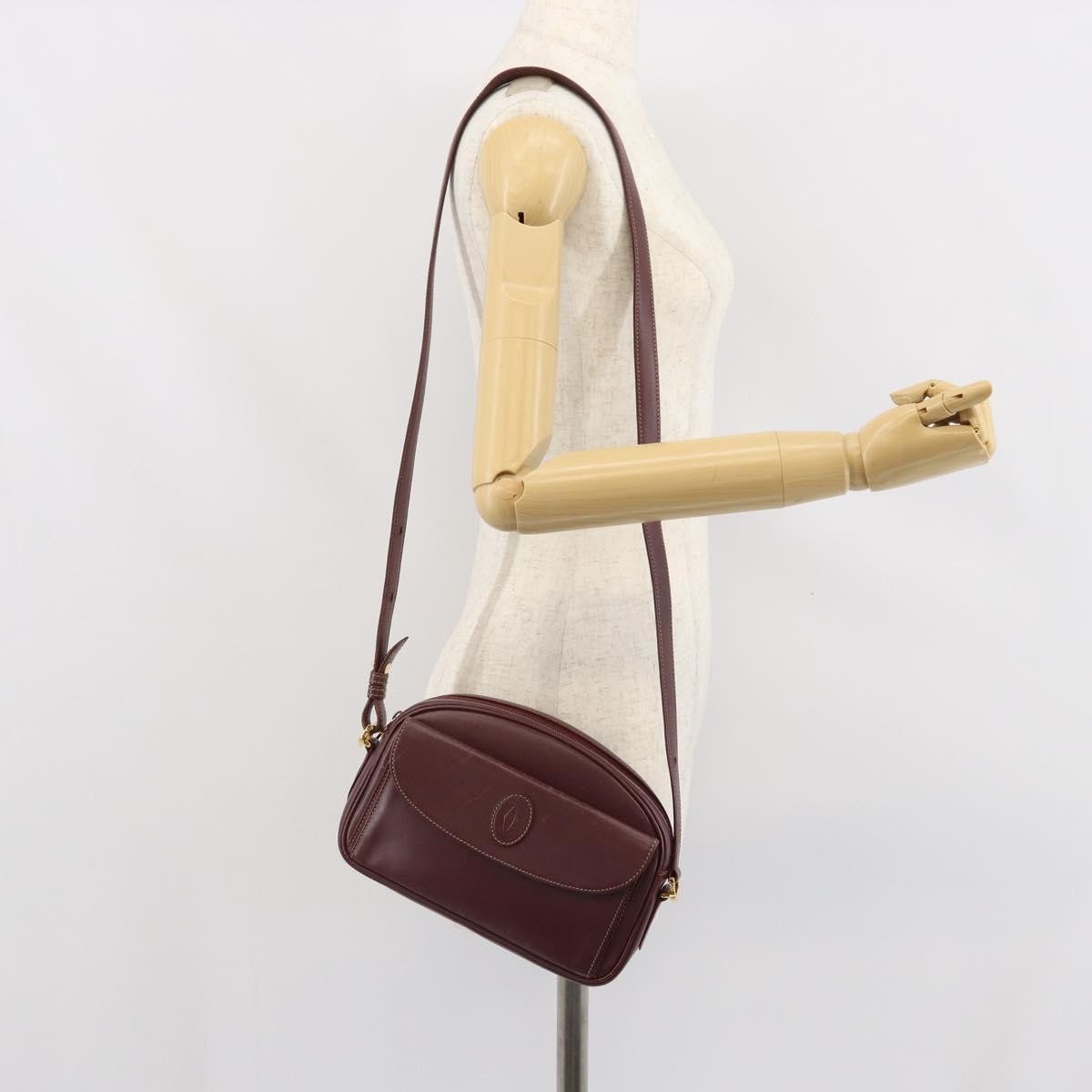 Cartier Must De Cartier Leather Burgundy Leather Shoulder Bag Bag (Pre-Owned)