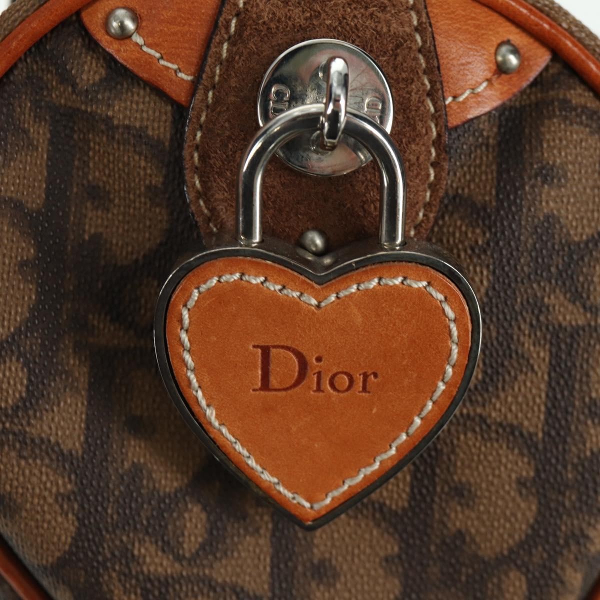 Christian Dior Vintage Trotter Romantique Boston Diorissimo Coated Canvas Brown Canvas Handbag (Pre-Owned)