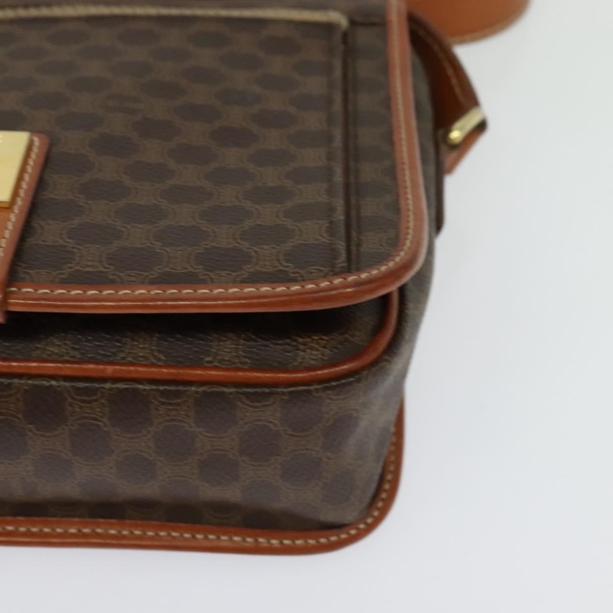 Celine Vintage Macadam Canvas And Leather Brown Canvas Shoulder Bag Bag (Pre-Owned)