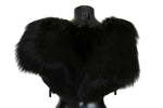 Dolce & Gabbana Black Silver Fox Fur Women's Scarf