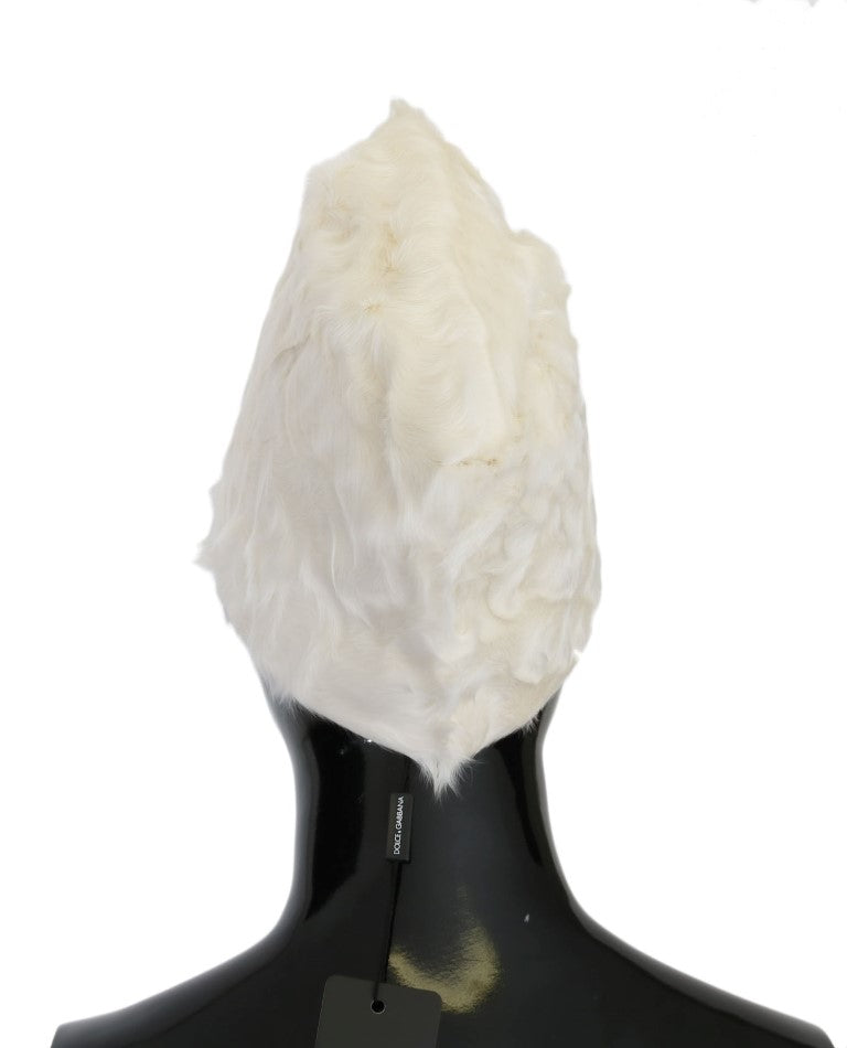 Dolce & Gabbana White Xiangao Lamb Fur Women's Beanie