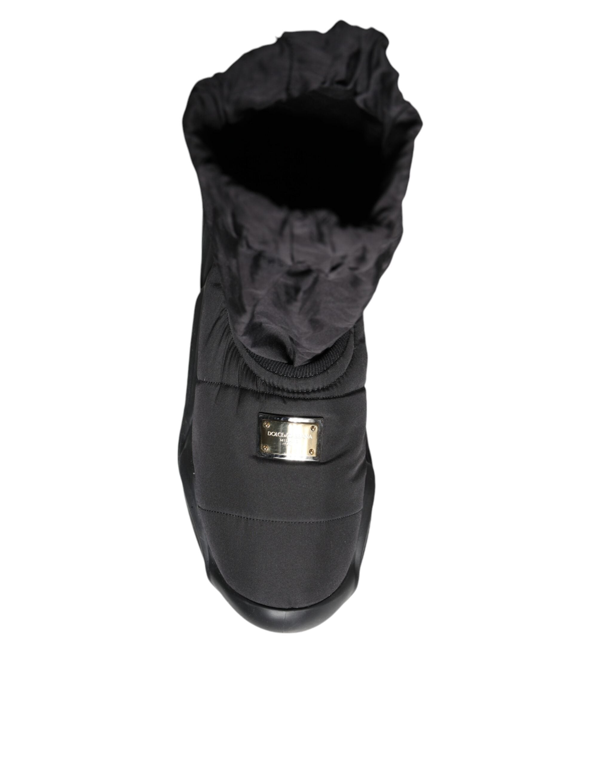 Dolce & Gabbana Black Slip On Wave Socks Sneakers Women's Shoes