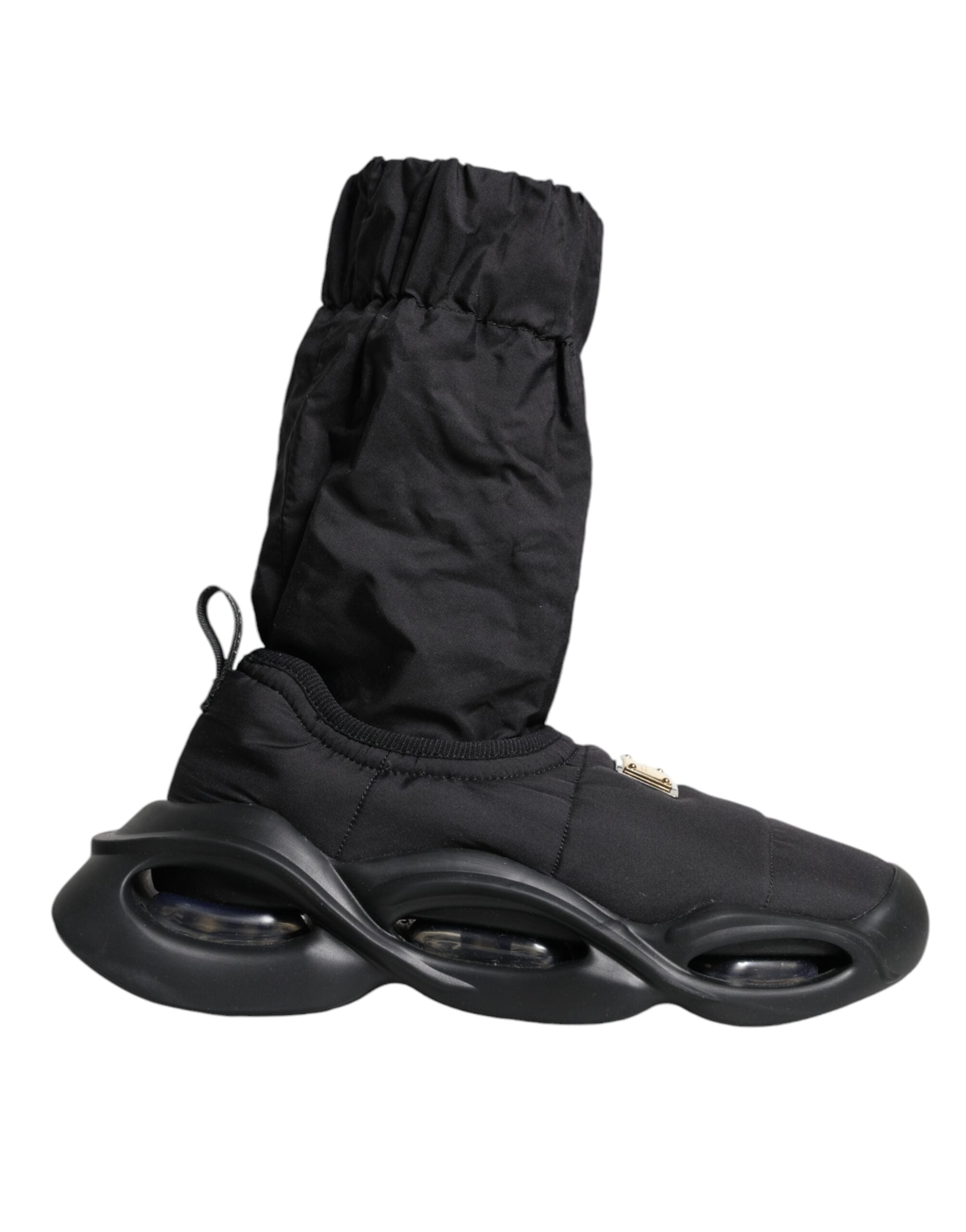 Dolce & Gabbana Black Slip On Wave Socks Sneakers Women's Shoes