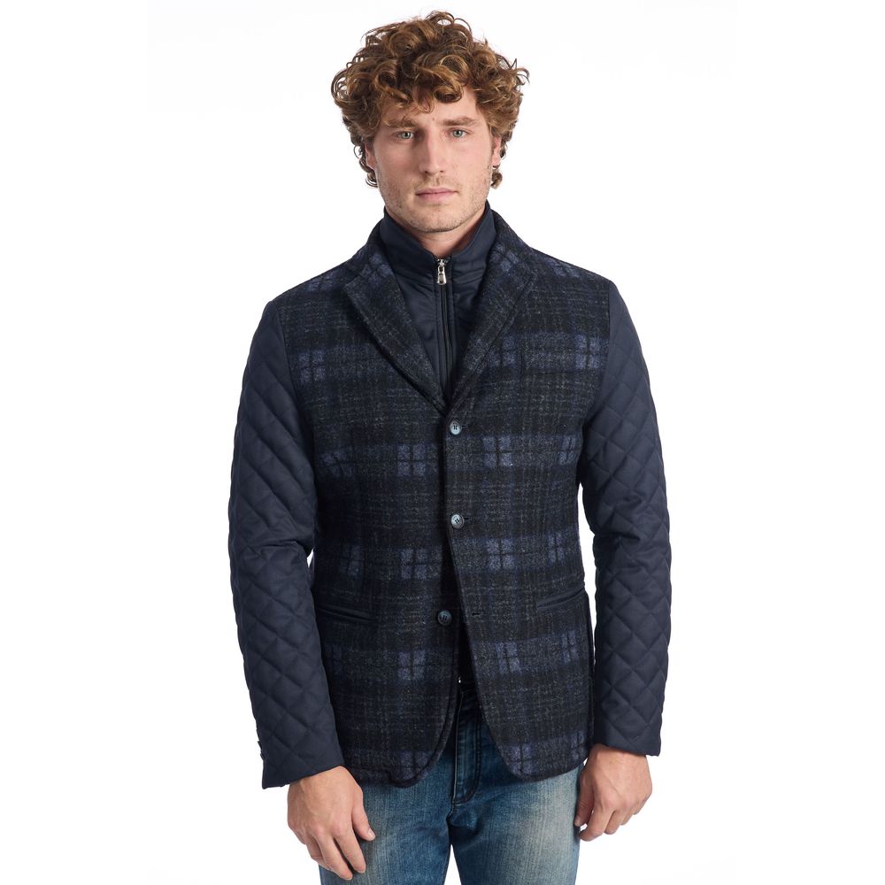 Roberto Pepe Luxury Blue Wool Men Men's Jacket