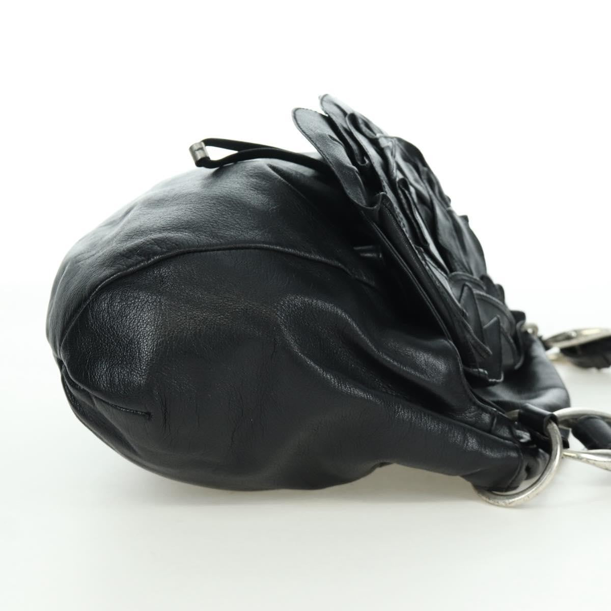 Saint Laurent Vintage Shoulder Bag Leather Black Leather Shoulder Bag Bag (Pre-Owned)