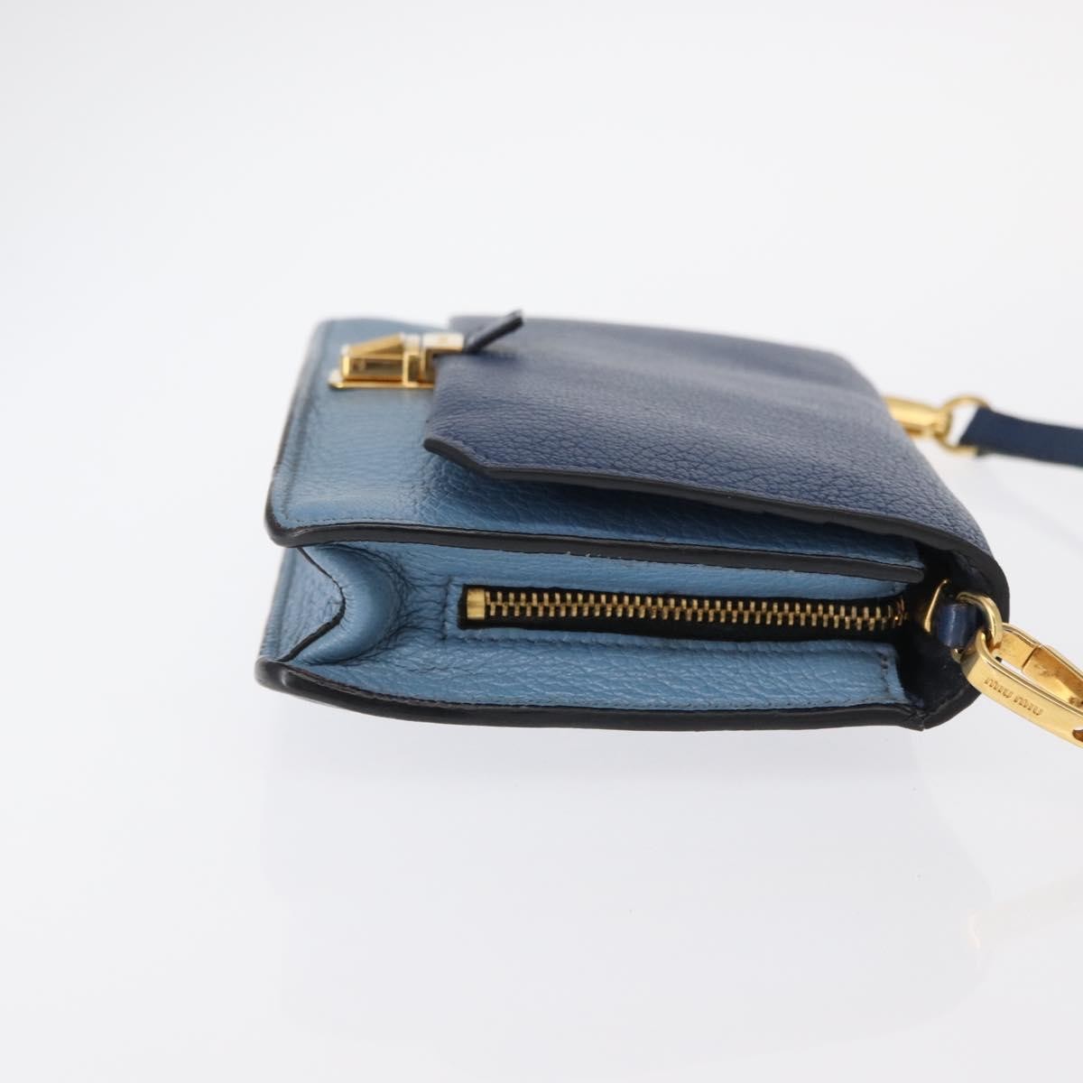 Miu Miu Shoulder Leather Blue Leather Shoulder Bag Bag (Pre-Owned)