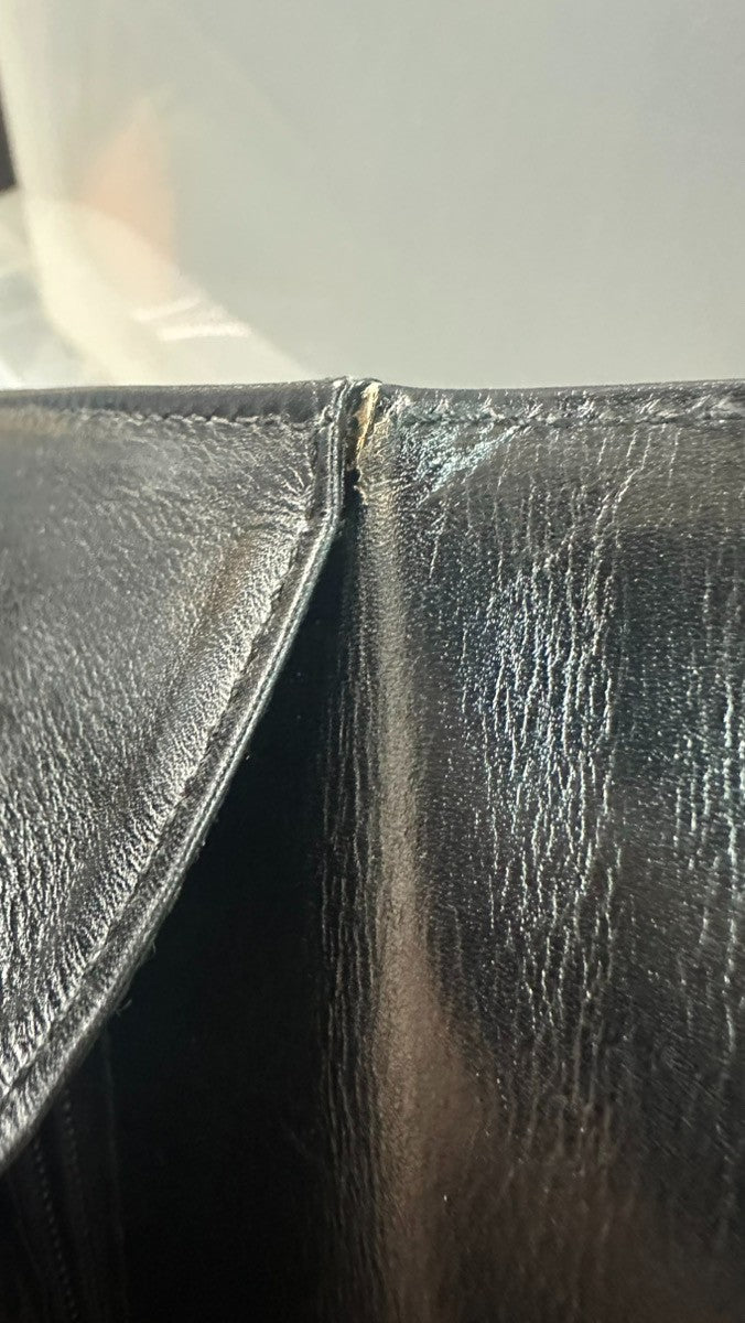 Salvatore Ferragamo Convertible Top Handle Leather Black Leather Handbag (Pre-Owned)