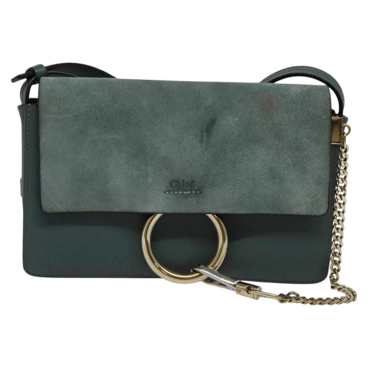 Chloe Faye Leather And Suede Blue Suede Shoulder Bag Bag (Pre-Owned)