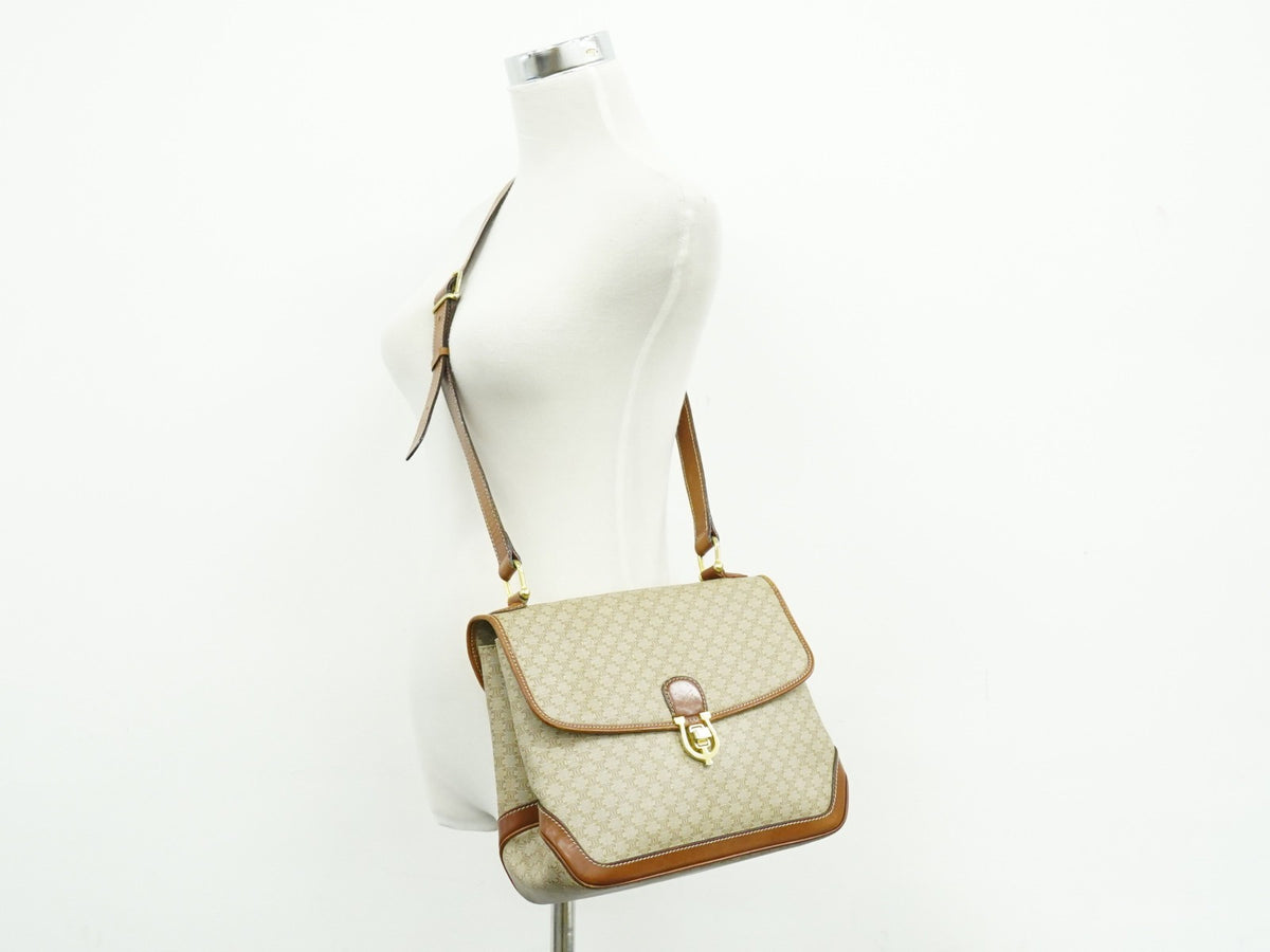 Celine Vintage Macadam Canvas Beige Pvc Backpack Bag (Pre-Owned)