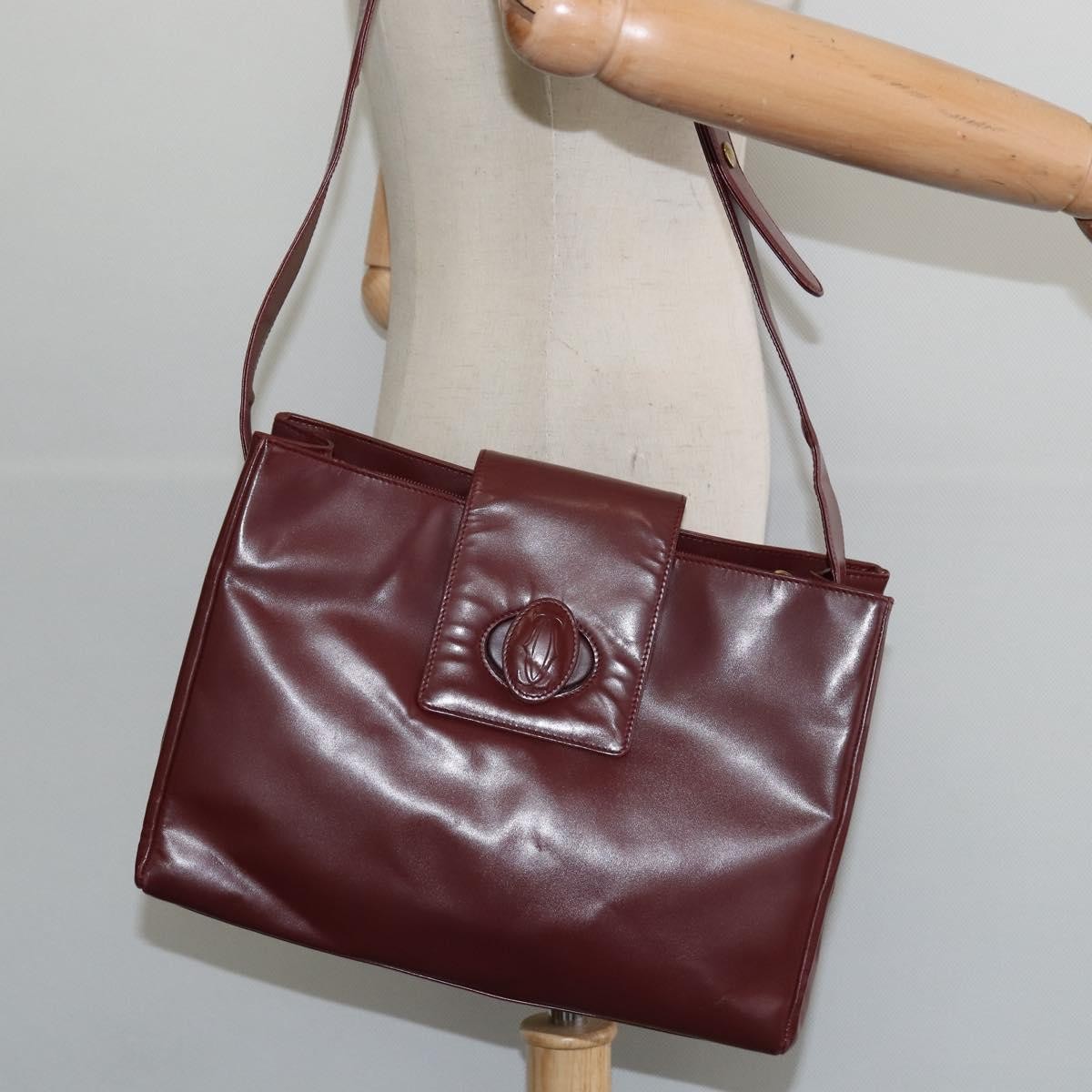 Cartier Must De Cartier Leather Burgundy Leather Shoulder Bag Bag (Pre-Owned)
