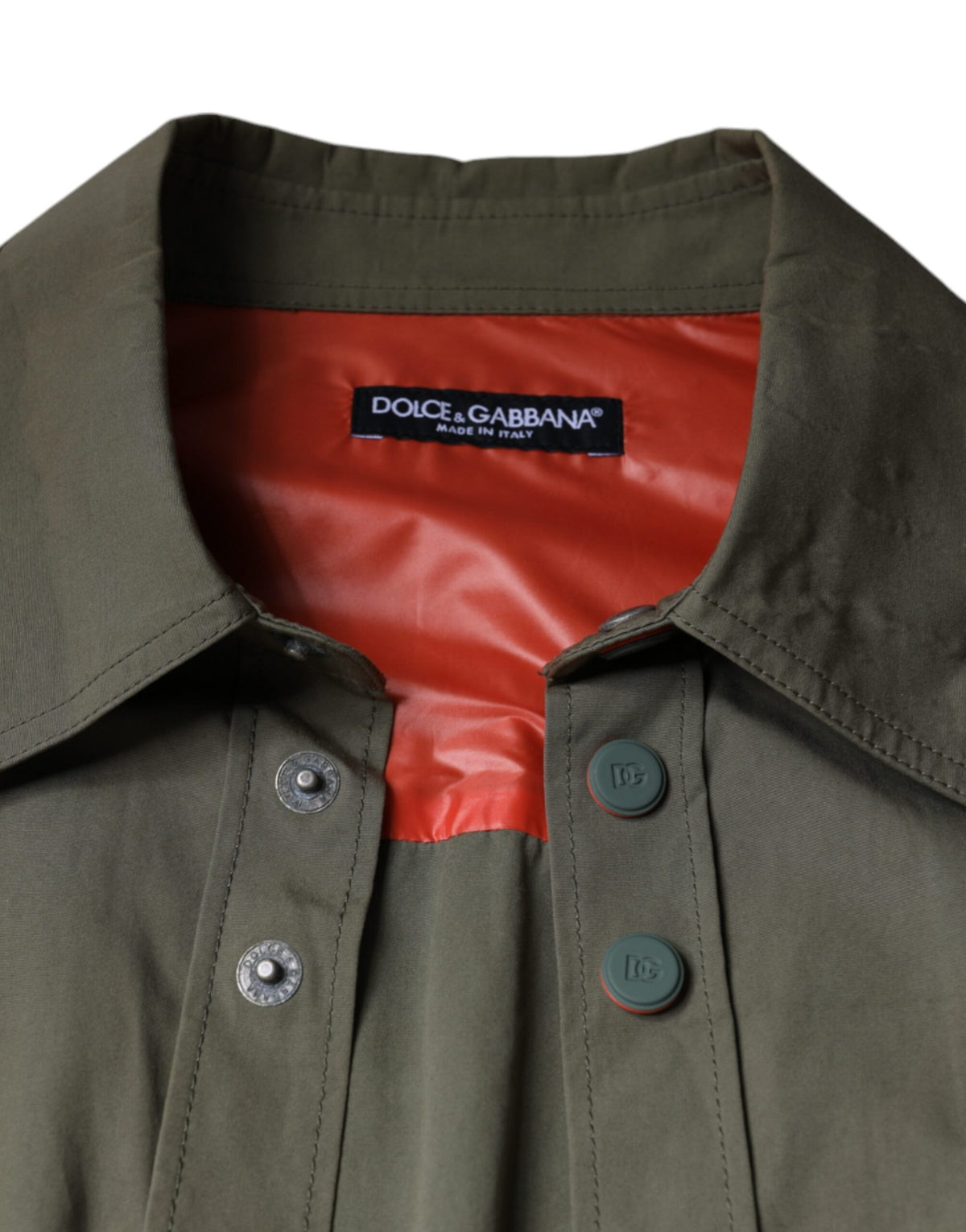 Dolce & Gabbana Military Green Cotton Bend Collared Coat Men's Jacket (Pre-Owned)