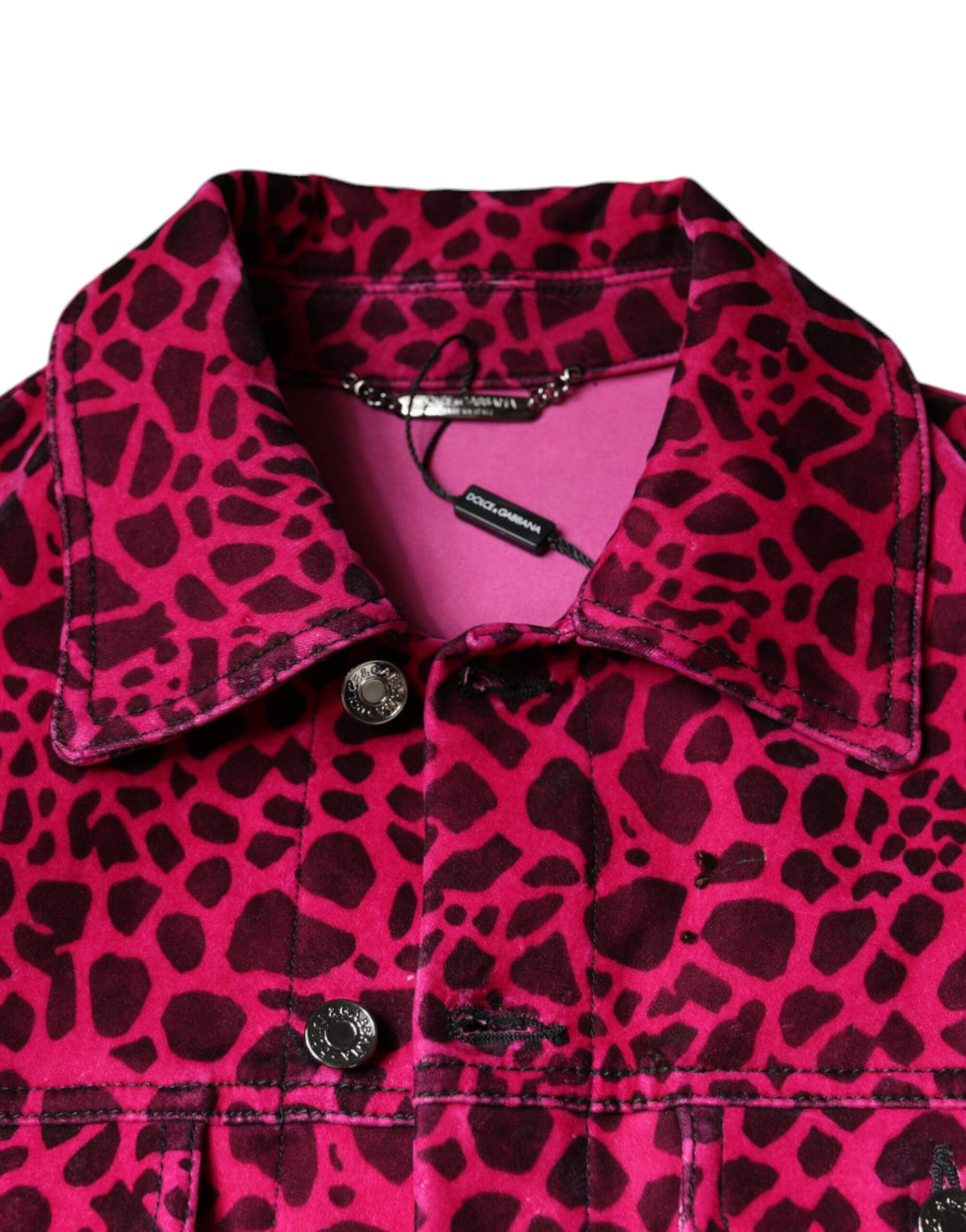 Dolce & Gabbana Fuchsia Leopard Button Down Collared Men's Jacket