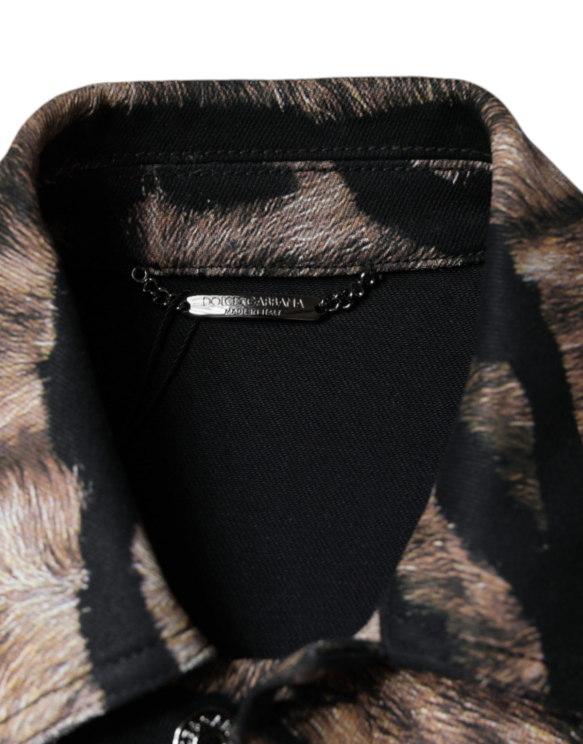 Dolce & Gabbana Brown Tiger Button Down Collared Men's Jacket