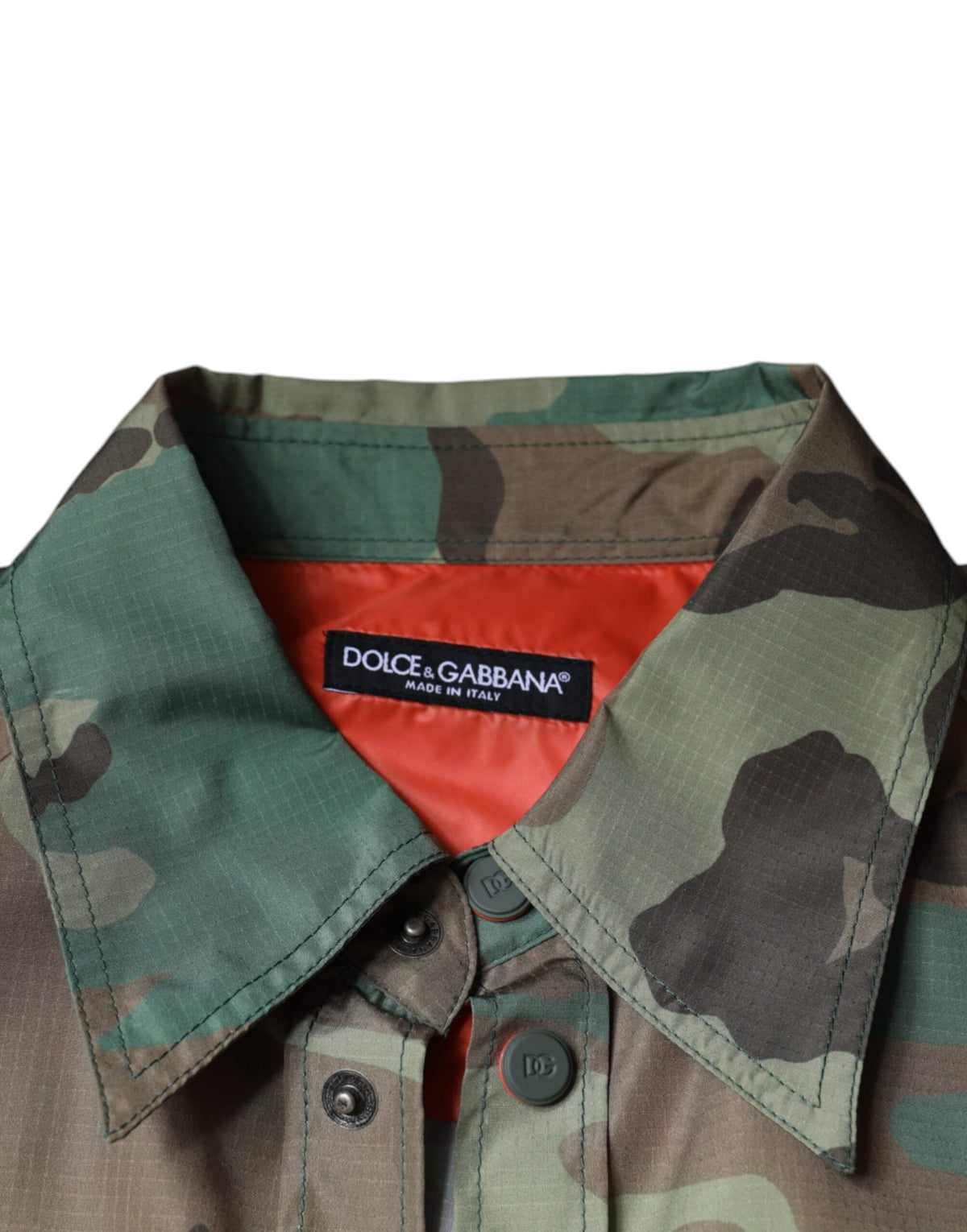 Dolce & Gabbana Multicolor Camouflage Button Down Men's Shirt