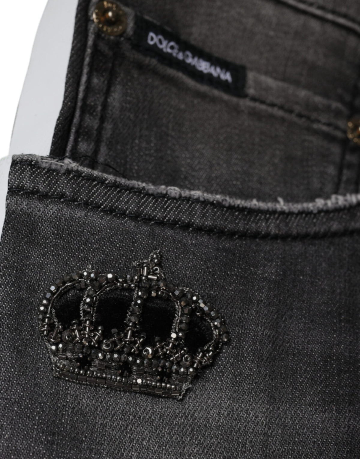 Dolce & Gabbana Black Tattered Cotton Skinny Men Denim Men's Jeans (Pre-Owned)