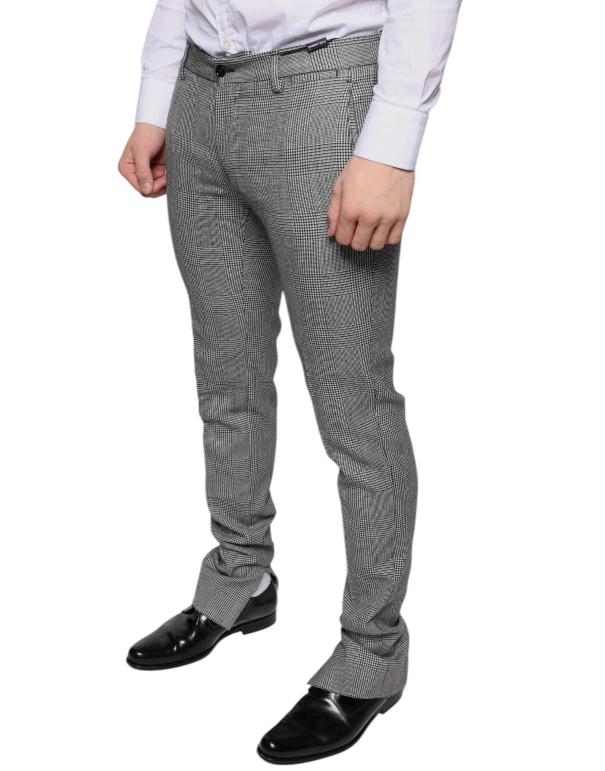 Dolce & Gabbana Gray Check Tartan Wool Skinny Men's Pants
