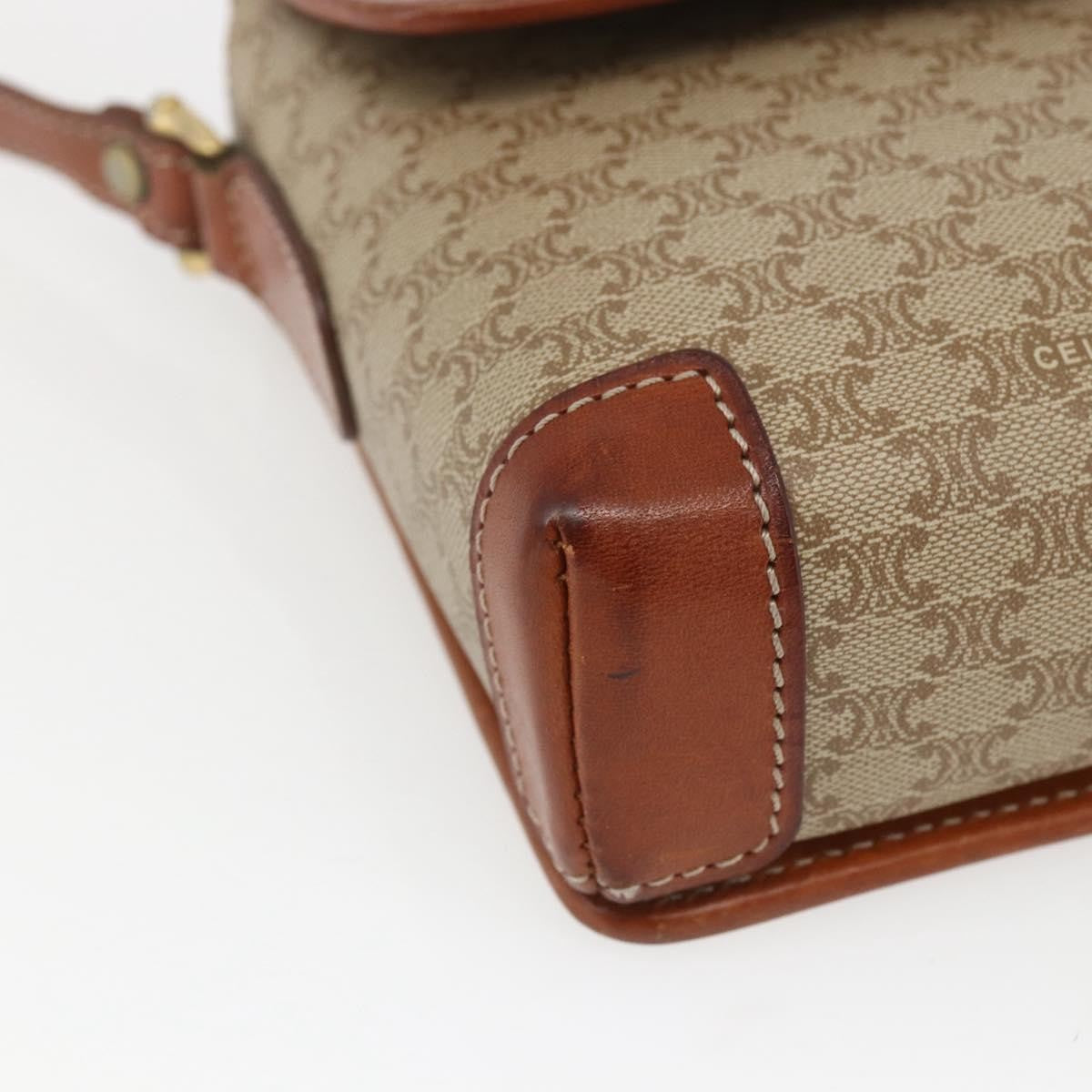 Celine Vintage Macadam Canvas And Leather Beige Canvas Shoulder Bag Bag (Pre-Owned)