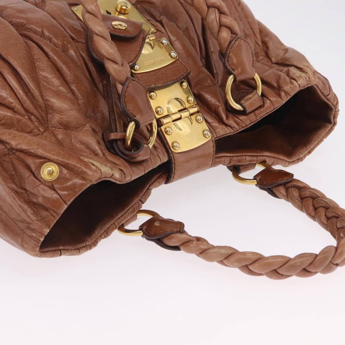 Miu Miu Coffer Satchel Matelasse Leather Brown Leather Handbag (Pre-Owned)