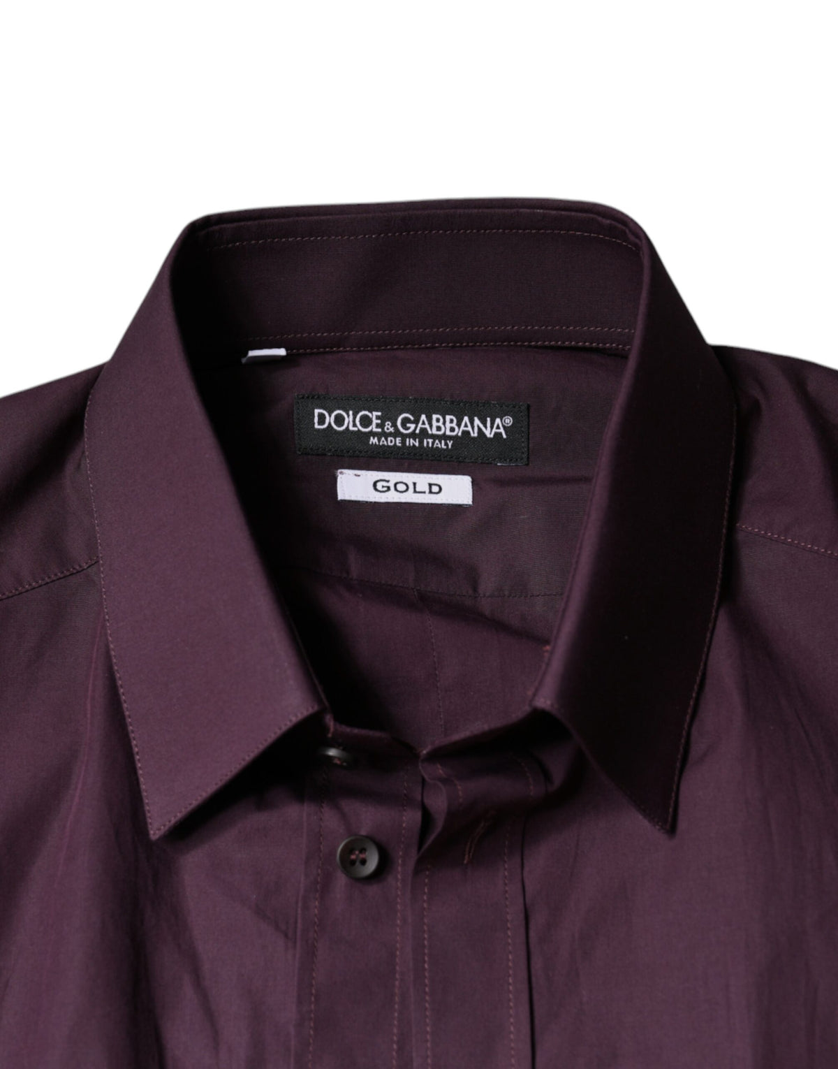 Dolce & Gabbana Dark Violet Cotton Dress GOLD Men Formal Men's Shirt (Pre-Owned)