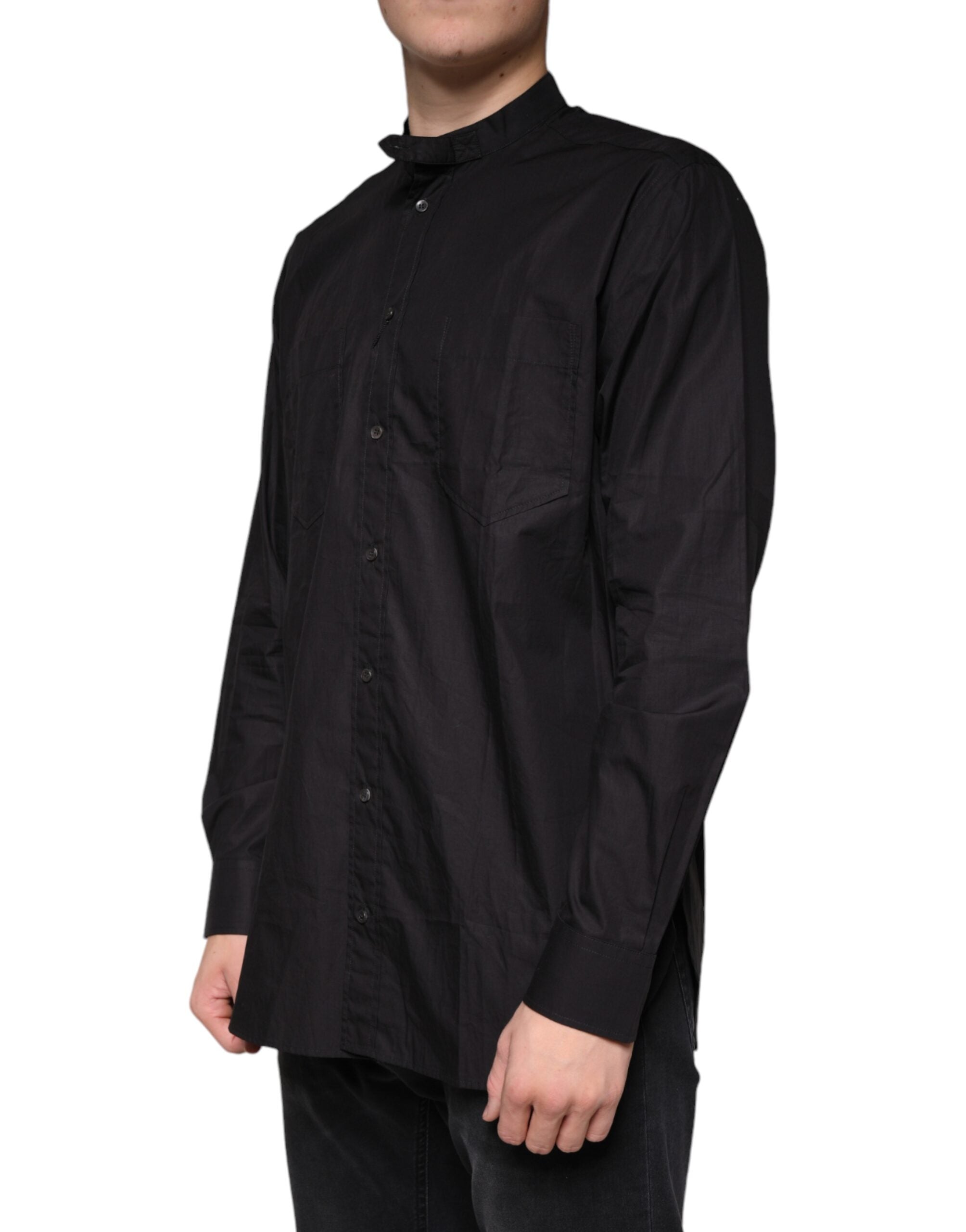 Dolce & Gabbana Black Cotton Button Down Men Casual Men's Shirt