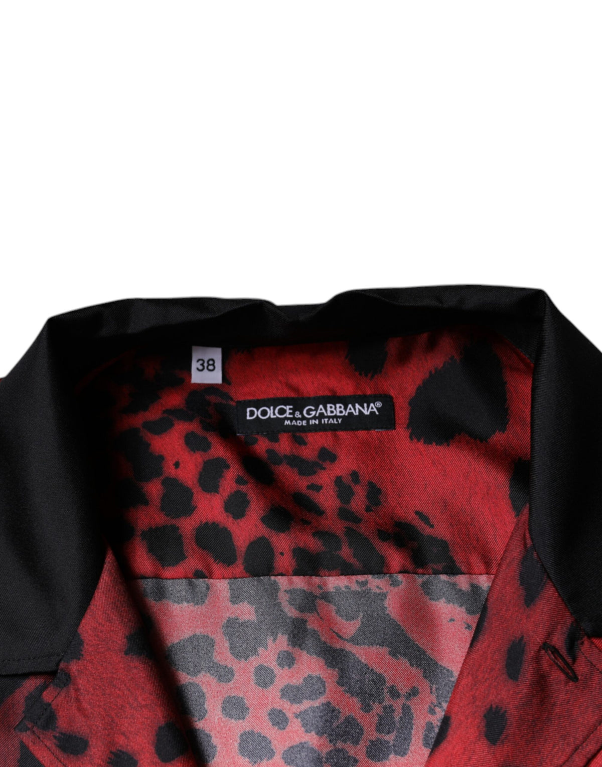 Dolce & Gabbana Red Leopard Silk Button Down Casual Men's Shirt