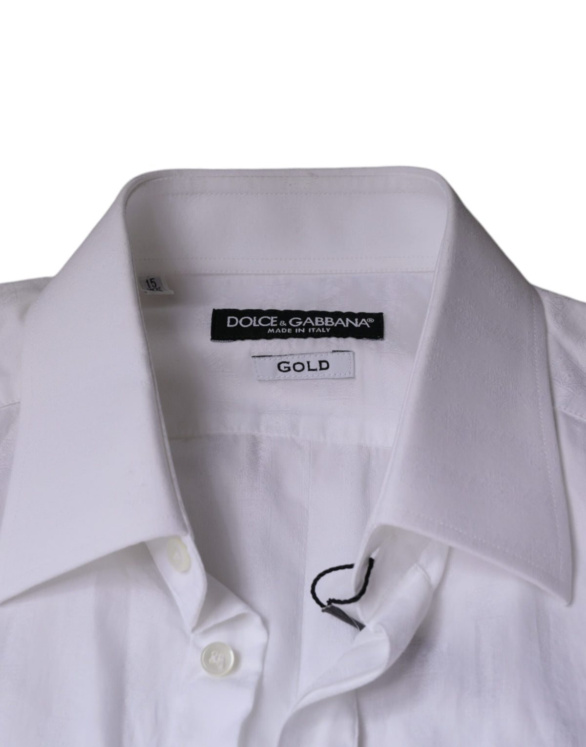 Dolce & Gabbana White Cotton Men Dress GOLD Formal Men's Shirt
