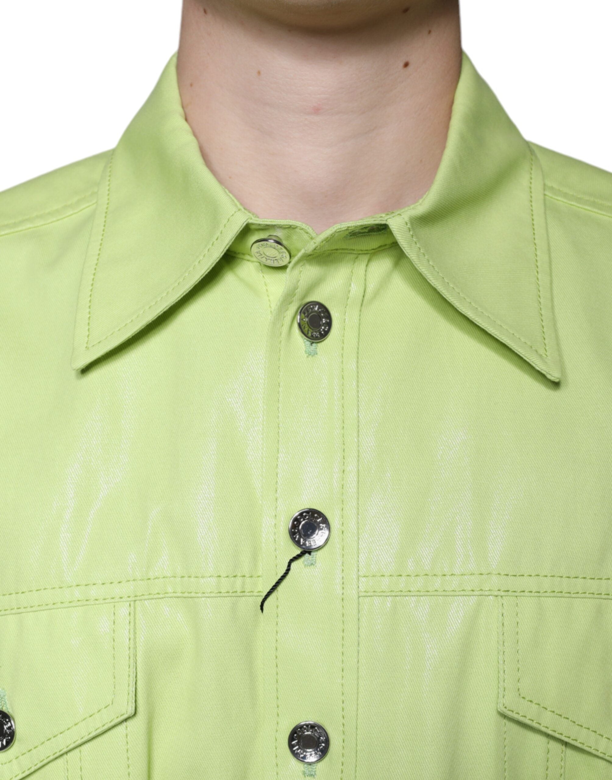 Dolce & Gabbana Green Cotton Collared Men Button Down Men's Shirt (Pre-Owned)