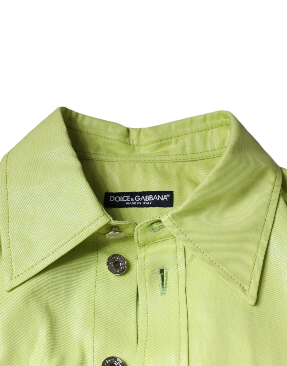 Dolce & Gabbana Green Cotton Collared Men Button Down Men's Shirt (Pre-Owned)