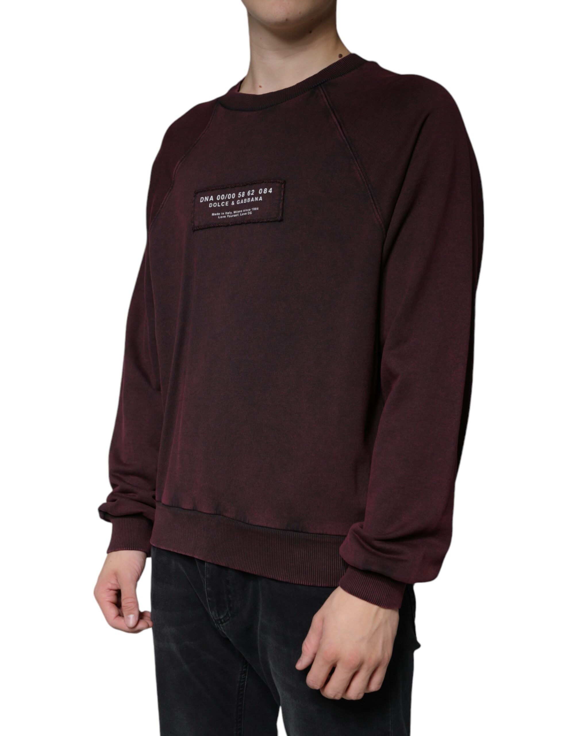 Dolce & Gabbana Maroon Logo Crew Neck Men Sweatshirt Men's Sweater (Pre-Owned)