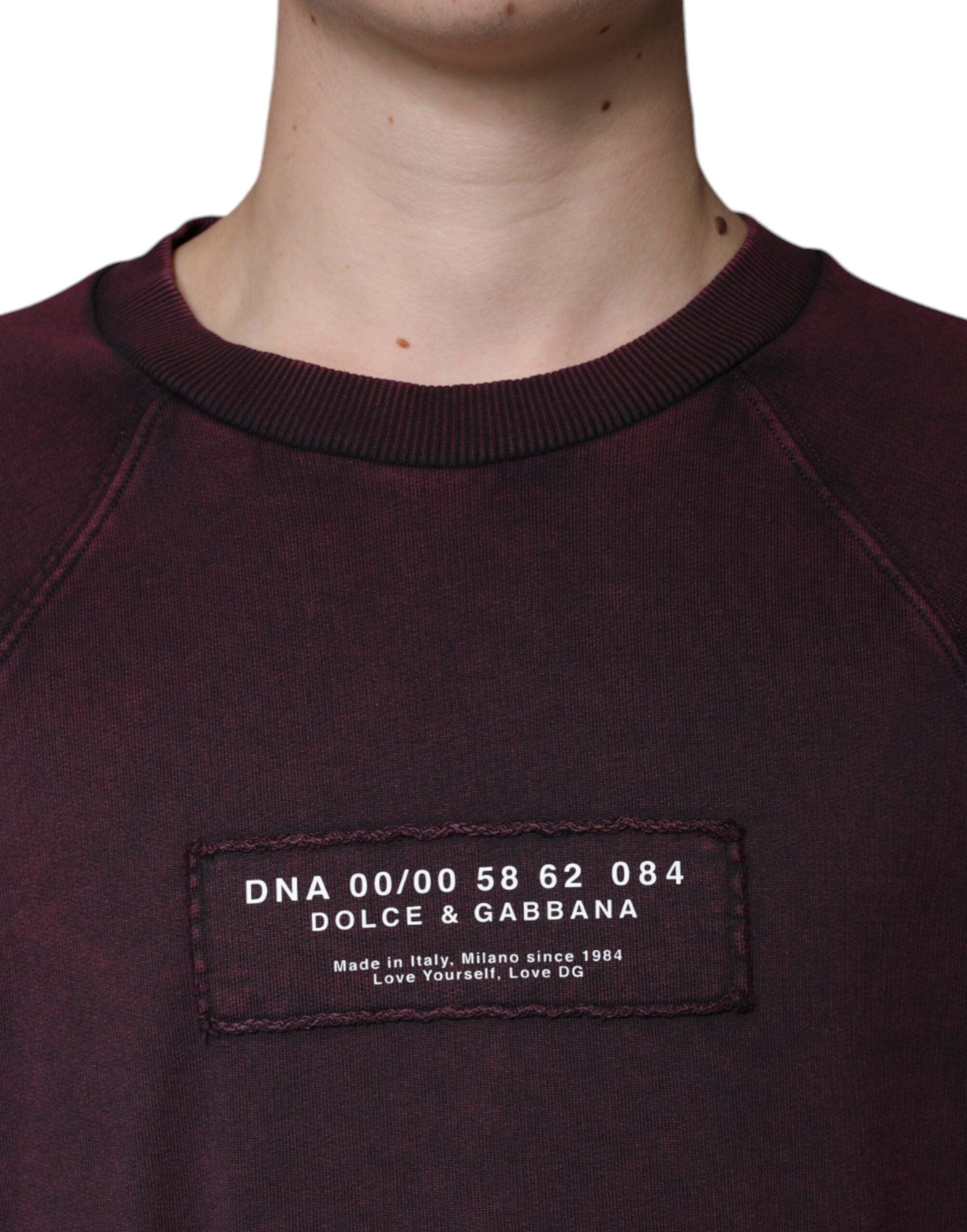 Dolce & Gabbana Maroon Logo Crew Neck Men Sweatshirt Men's Sweater (Pre-Owned)
