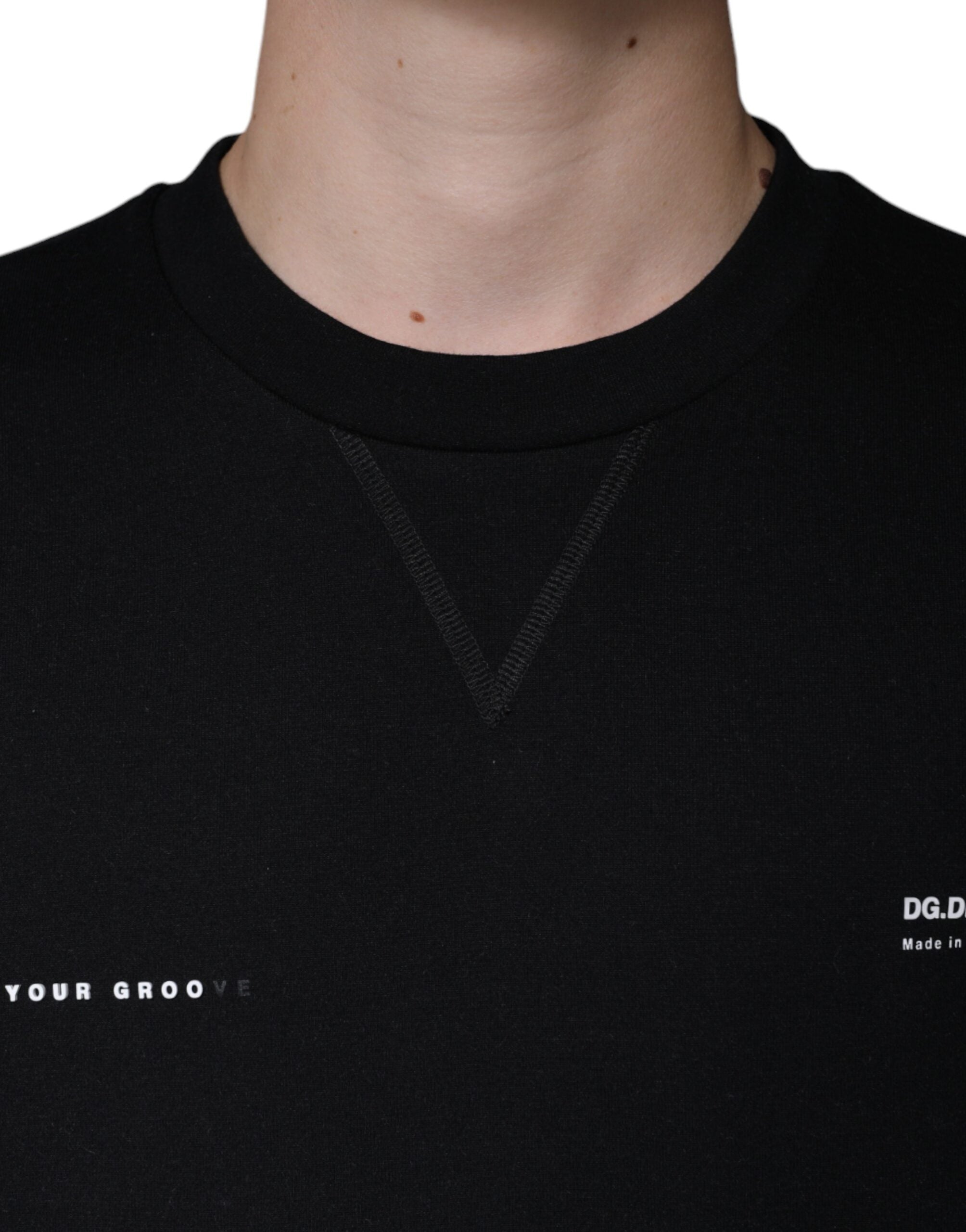 Dolce & Gabbana Black Logo Print CrewNeck Sweatshirt Men's Sweater
