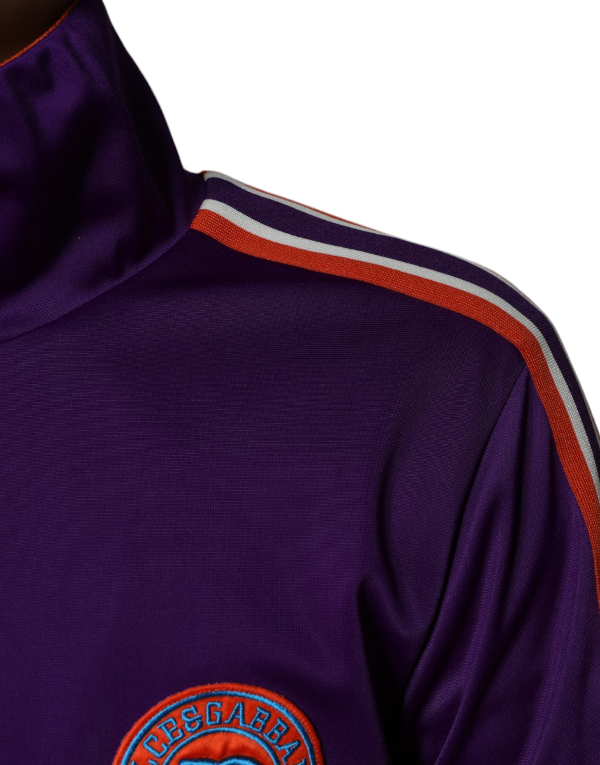 Dolce & Gabbana Purple Polyester Full Zip Long Sleeve Men's Sweater