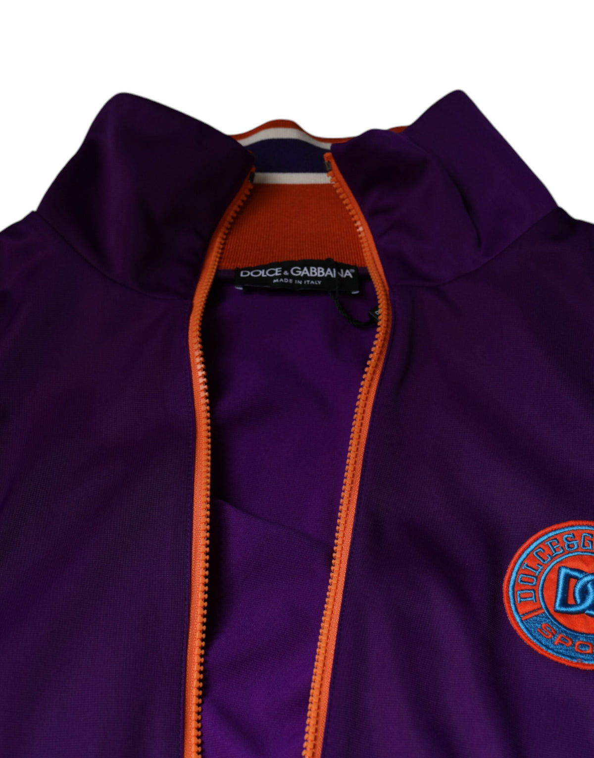 Dolce & Gabbana Purple Polyester Full Zip Long Sleeve Men's Sweater