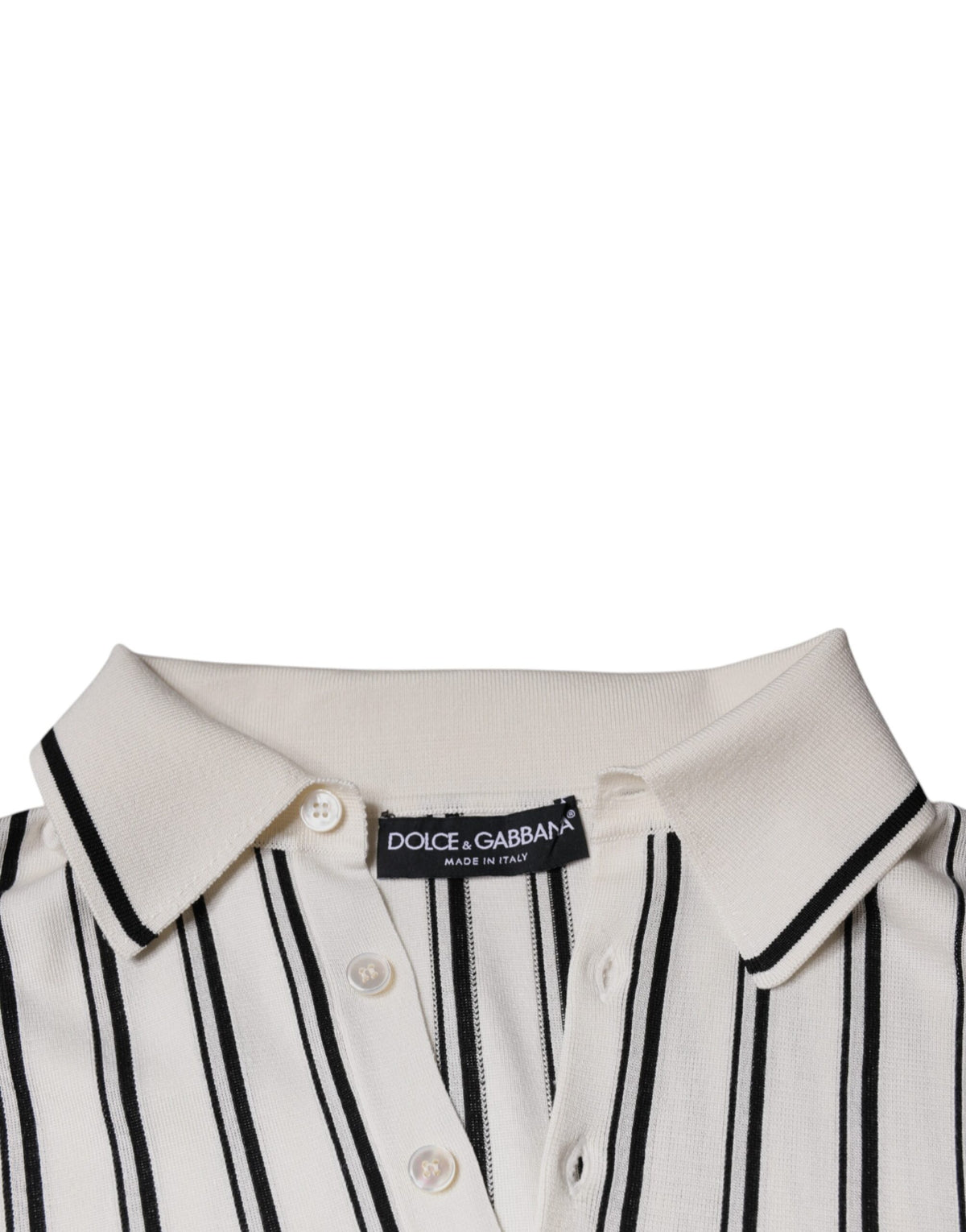 Dolce & Gabbana White Black Stripe Polo Short Sleeve Men's T-shirt