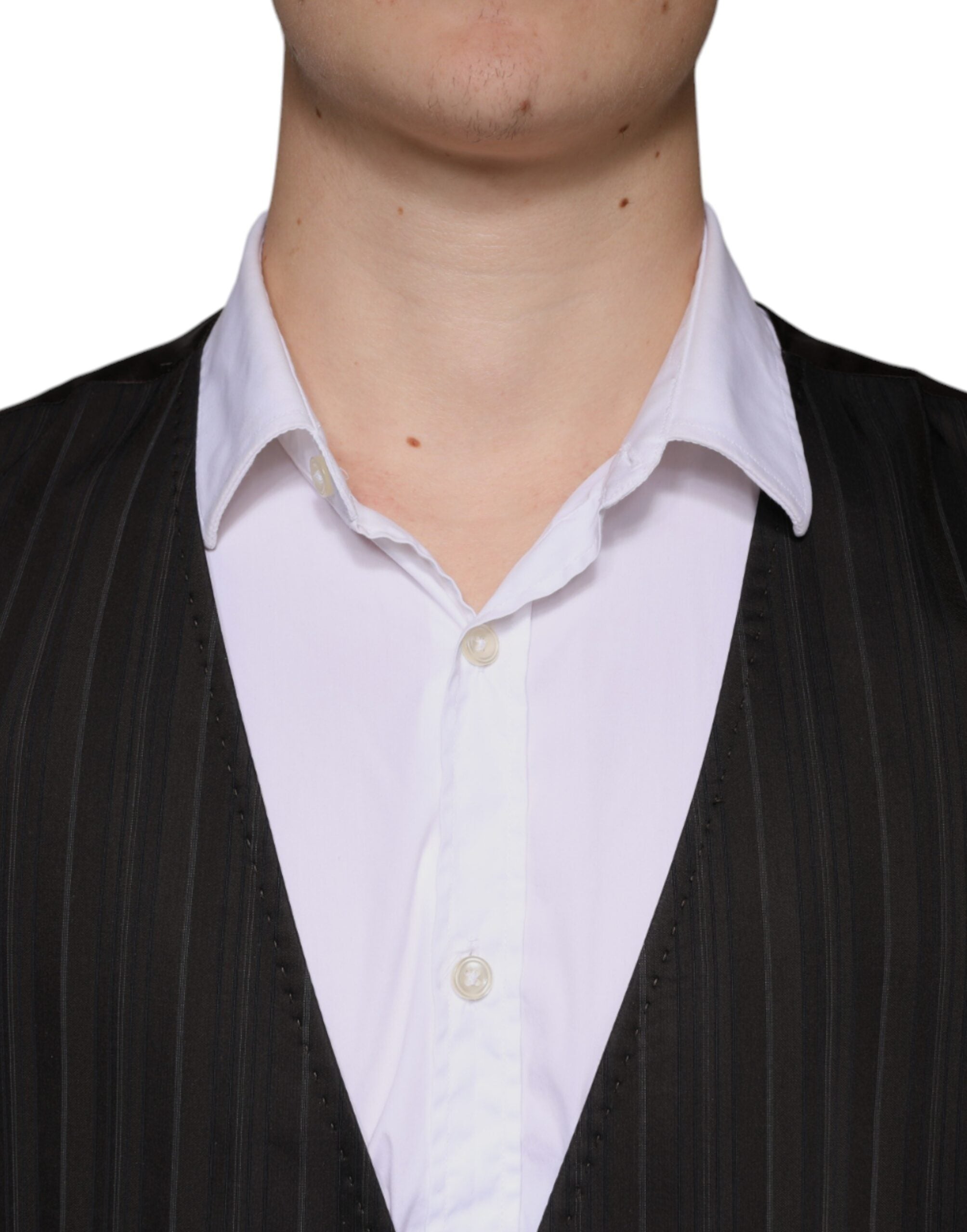 Dolce & Gabbana Black Cotton Waistcoat Dress Formal Men's Vest