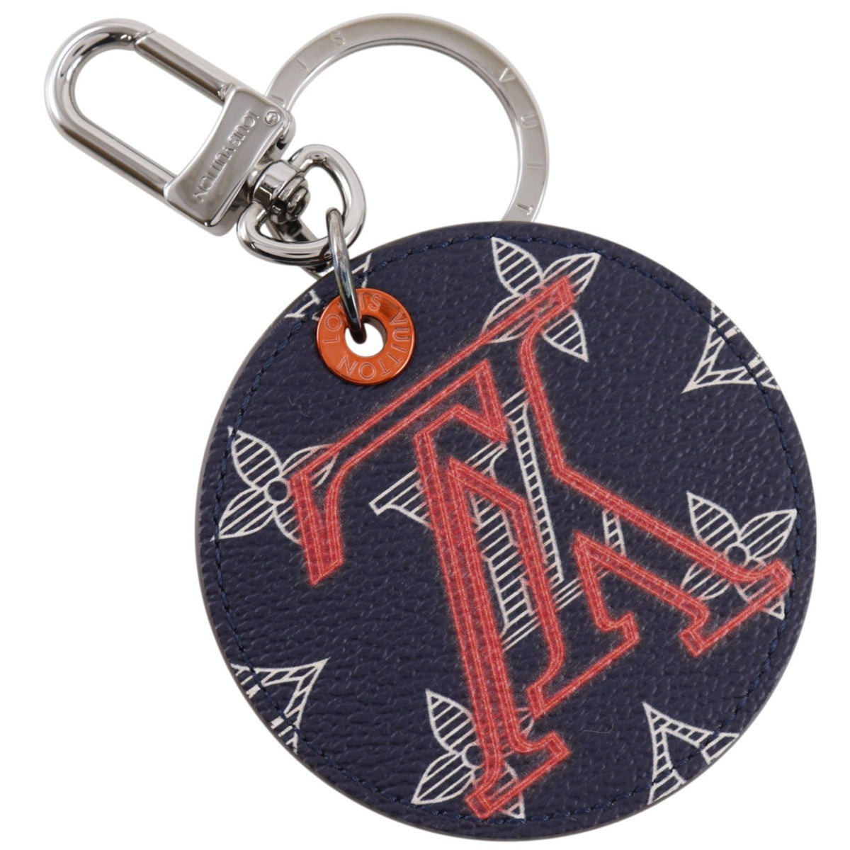 Louis Vuitton Round Illustre Keychain Limited Edition Upside Down Monogram Ink Black Leather Charms And Keychains Accessory (Pre-Owned)