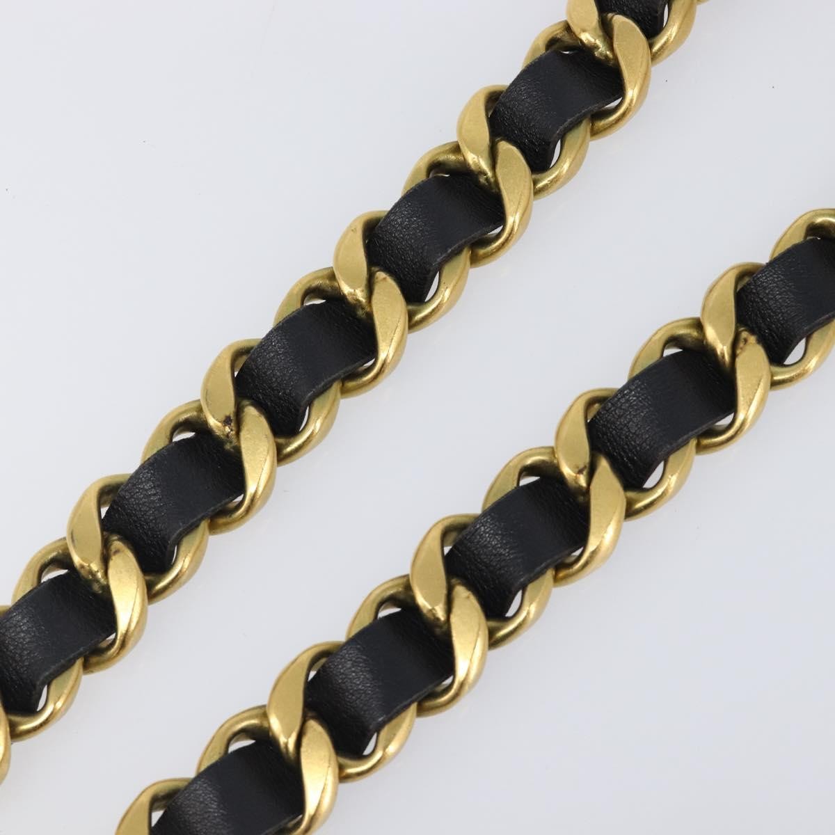 Chanel Vintage Chain Belt Metal And Leather Black Leather Belts Accessory (Pre-Owned)