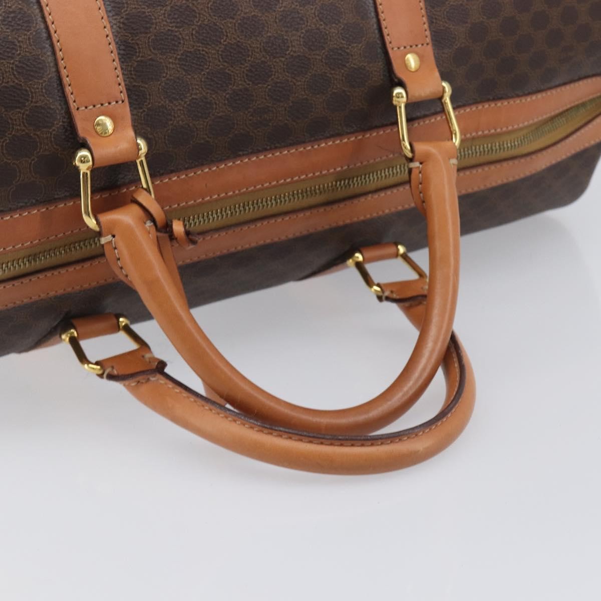 Celine Vintage Duffle Macadam Coated Canvas Brown Canvas Handbag (Pre-Owned)