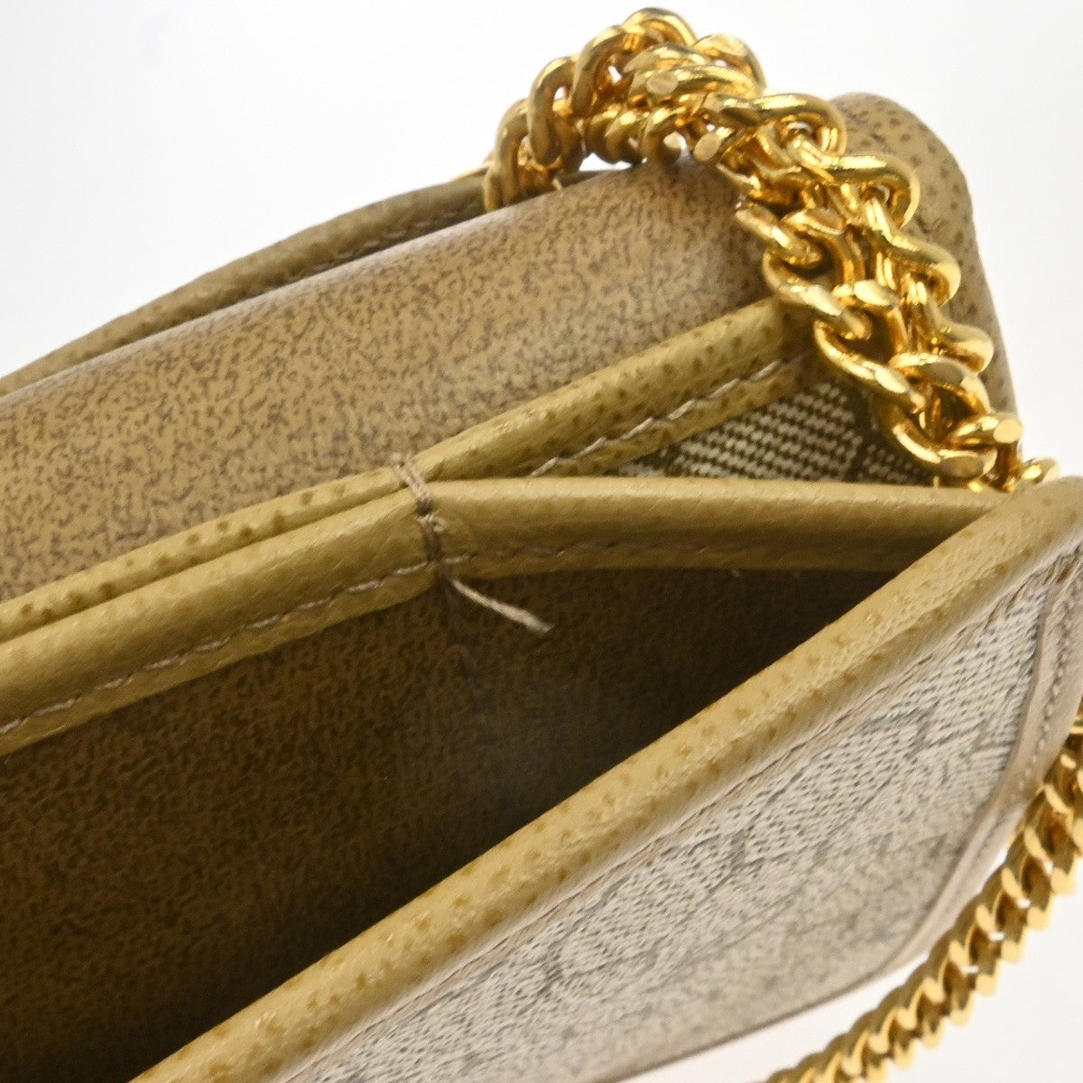 Christian Dior Vintage Chain Flap Leather Beige Leather Shoulder Bag Bag (Pre-Owned)