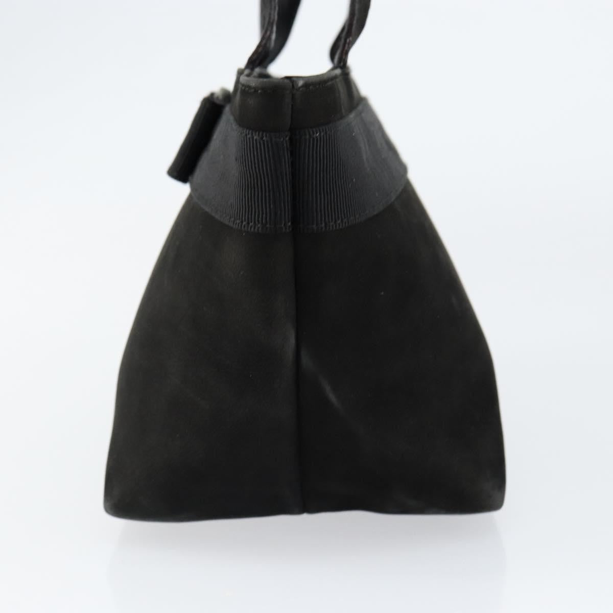 Salvatore Ferragamo Vala Suede Black Suede Handbag (Pre-Owned)