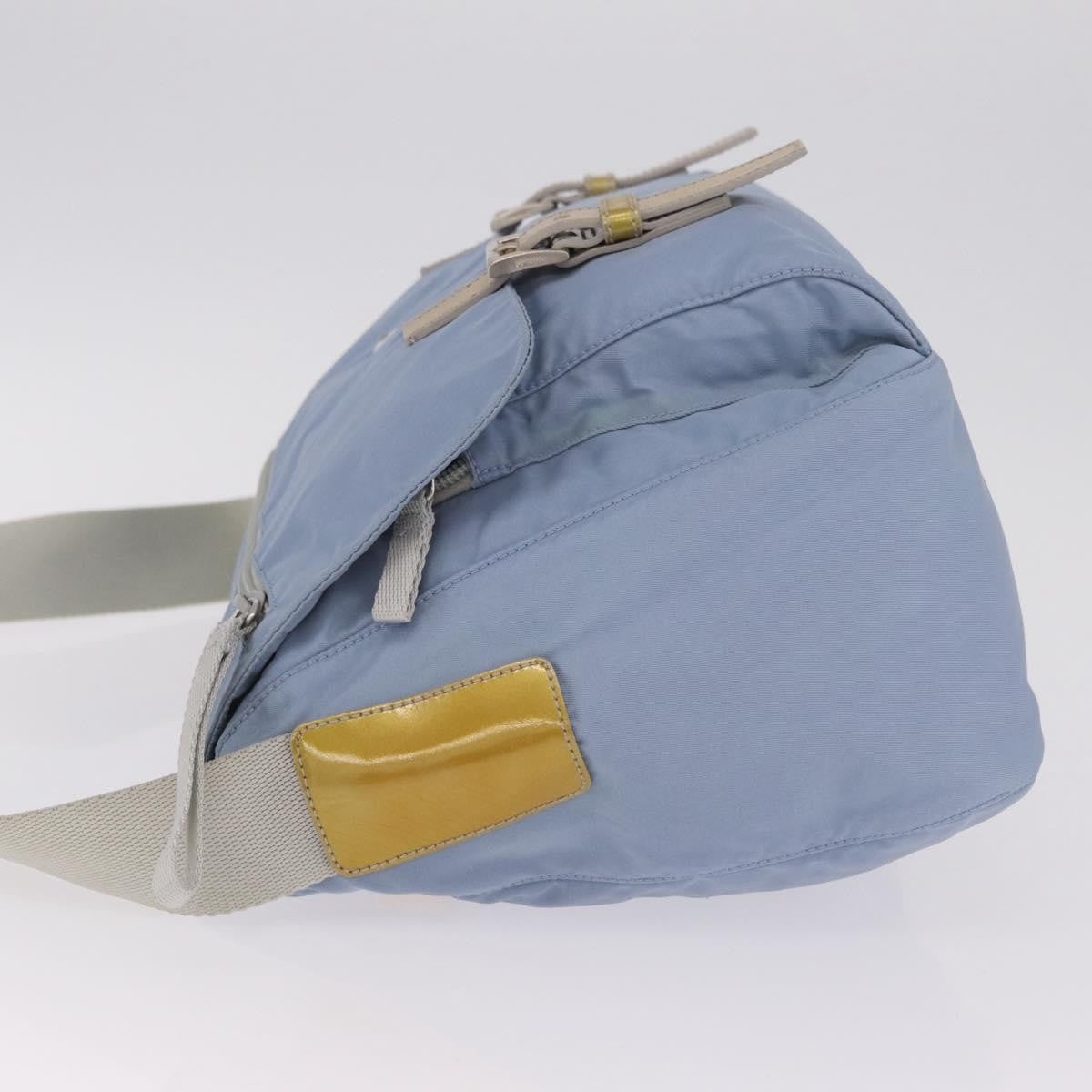 Prada Double Buckle Flap Messenger Re-Nylon Blue Nylon Handbag (Pre-Owned)